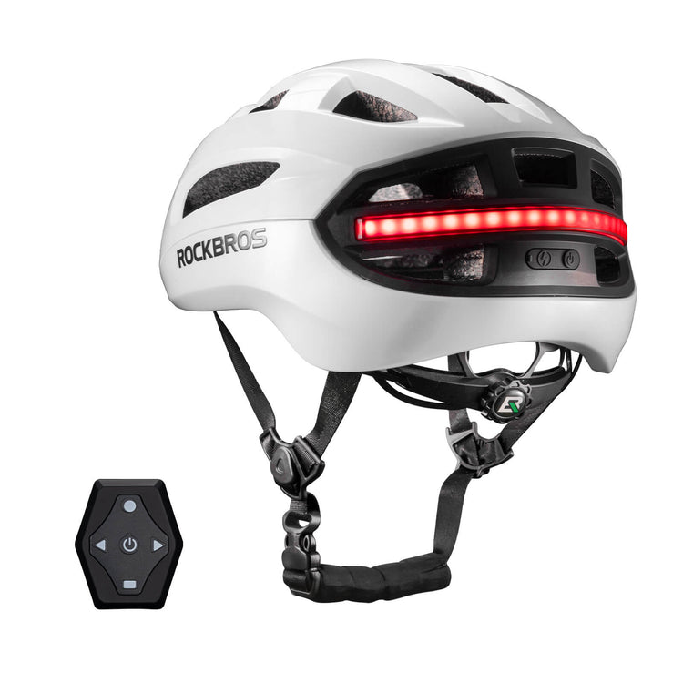 rockbros dual-light smart cycling helmet with remote control for safe night rides
#color_white
