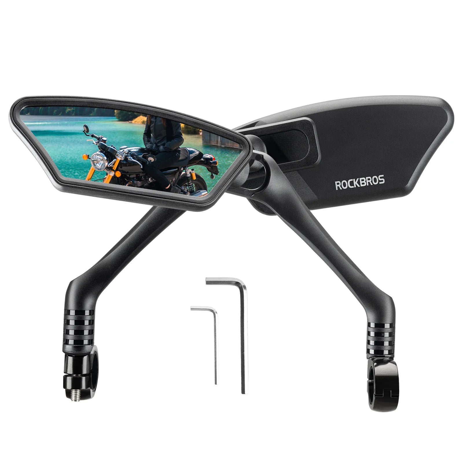 ROCKBROS bike rear view mirror for bicycle handlebars.
#options_left and right