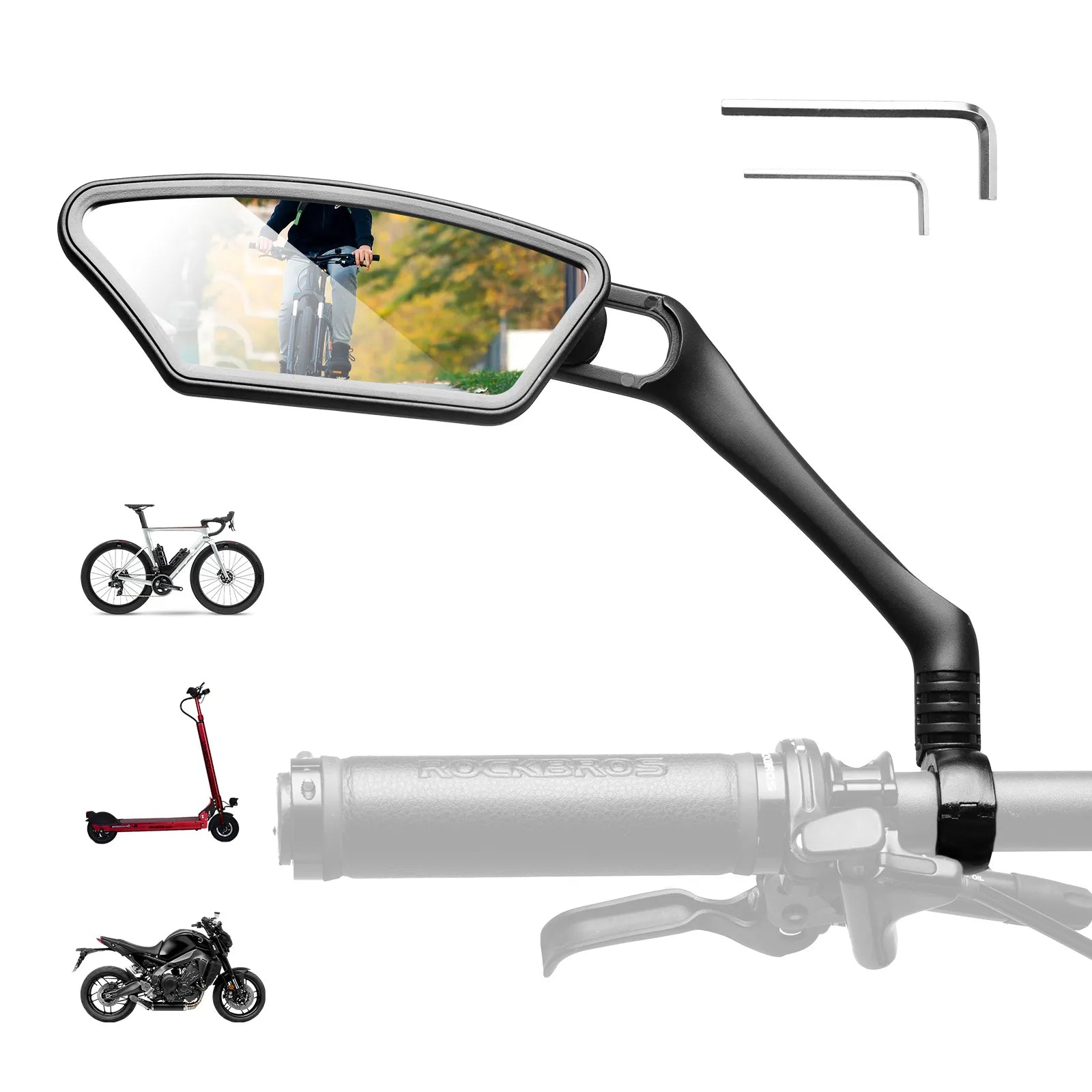 ROCKBROS bike rear view mirror for bicycle handlebars.
#options_left