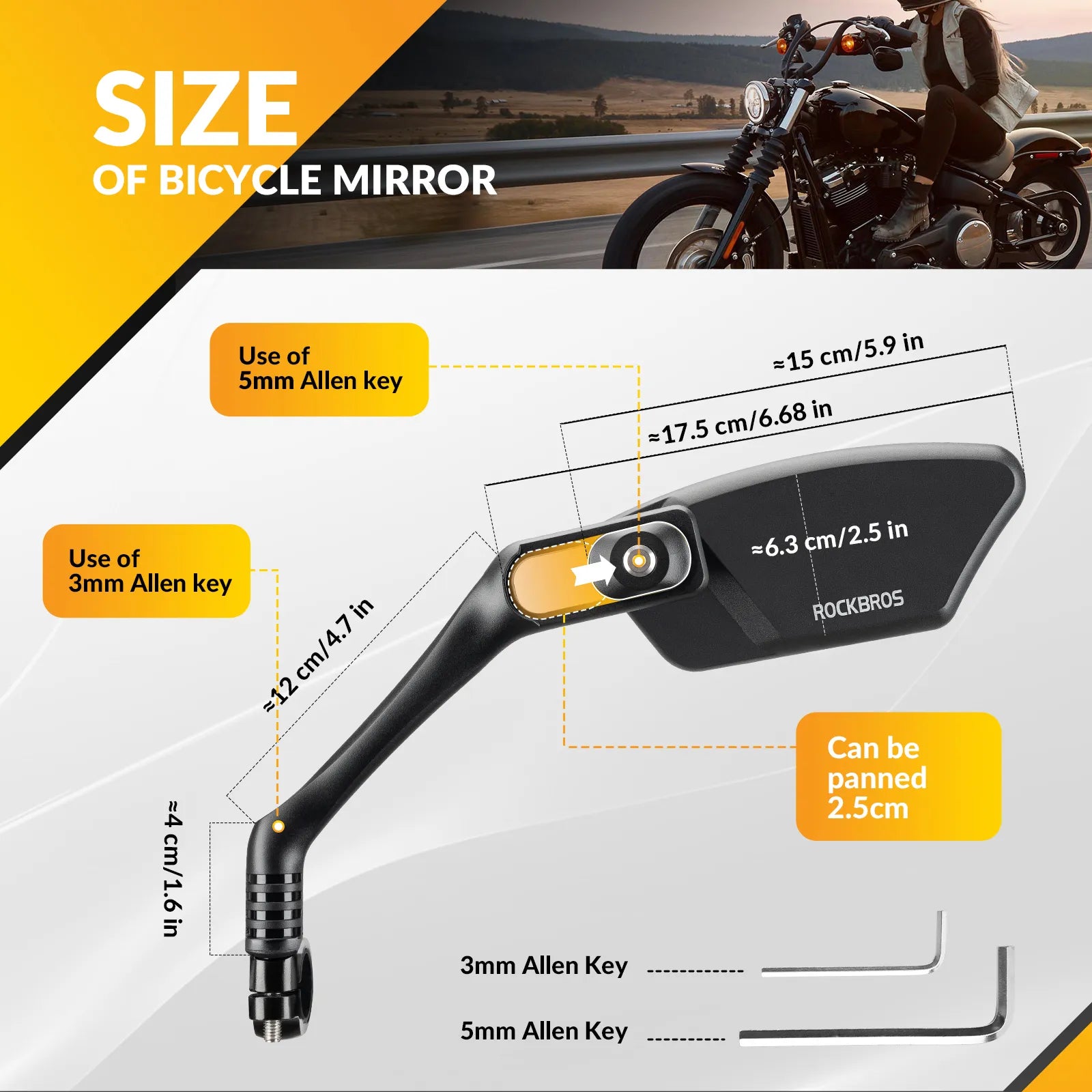 ROCKBROS bike rear view mirror for bicycle handlebars.
#options_right