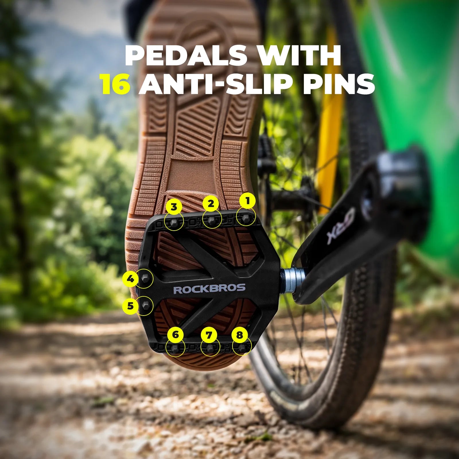 Rockbros Anti-Slip Nylon Fiber Bike Pedals in Multiple Colors for MTB and Road Bikes
#color_teal green