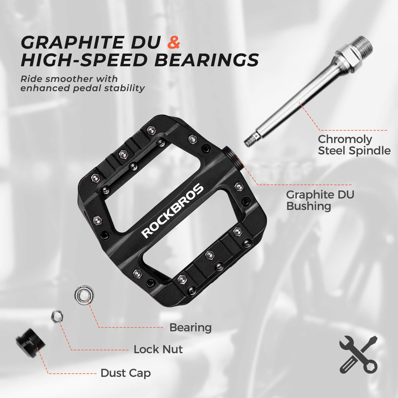 rockbros colorful bike pedals with anti-slip surface.
#color_black