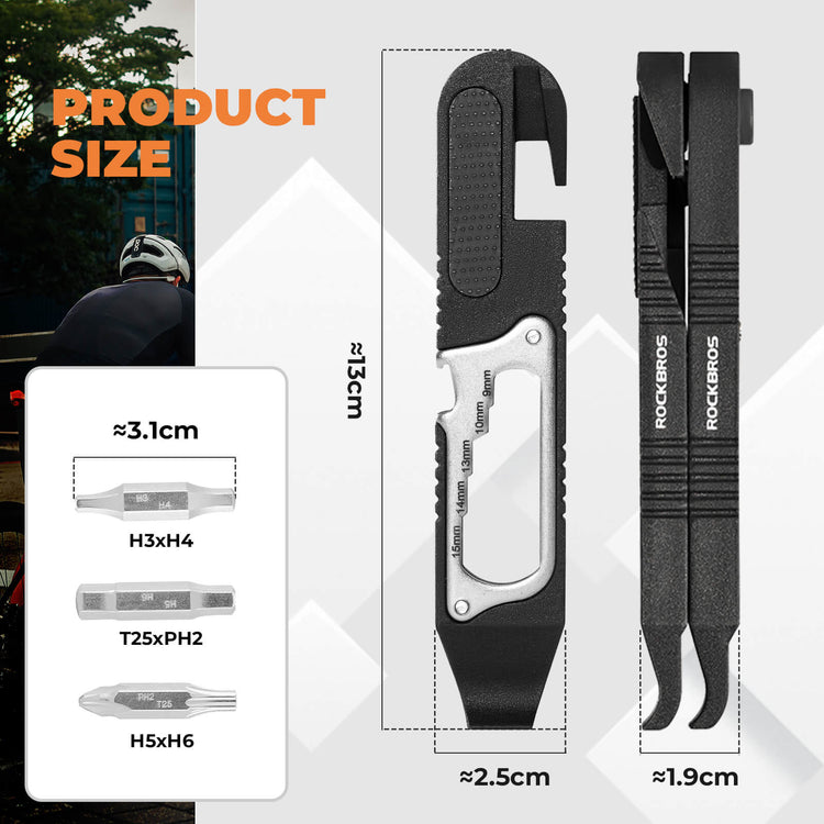 ROCKBROS portable bike tire lever multi-function hex wrench tool kit for cycling repair