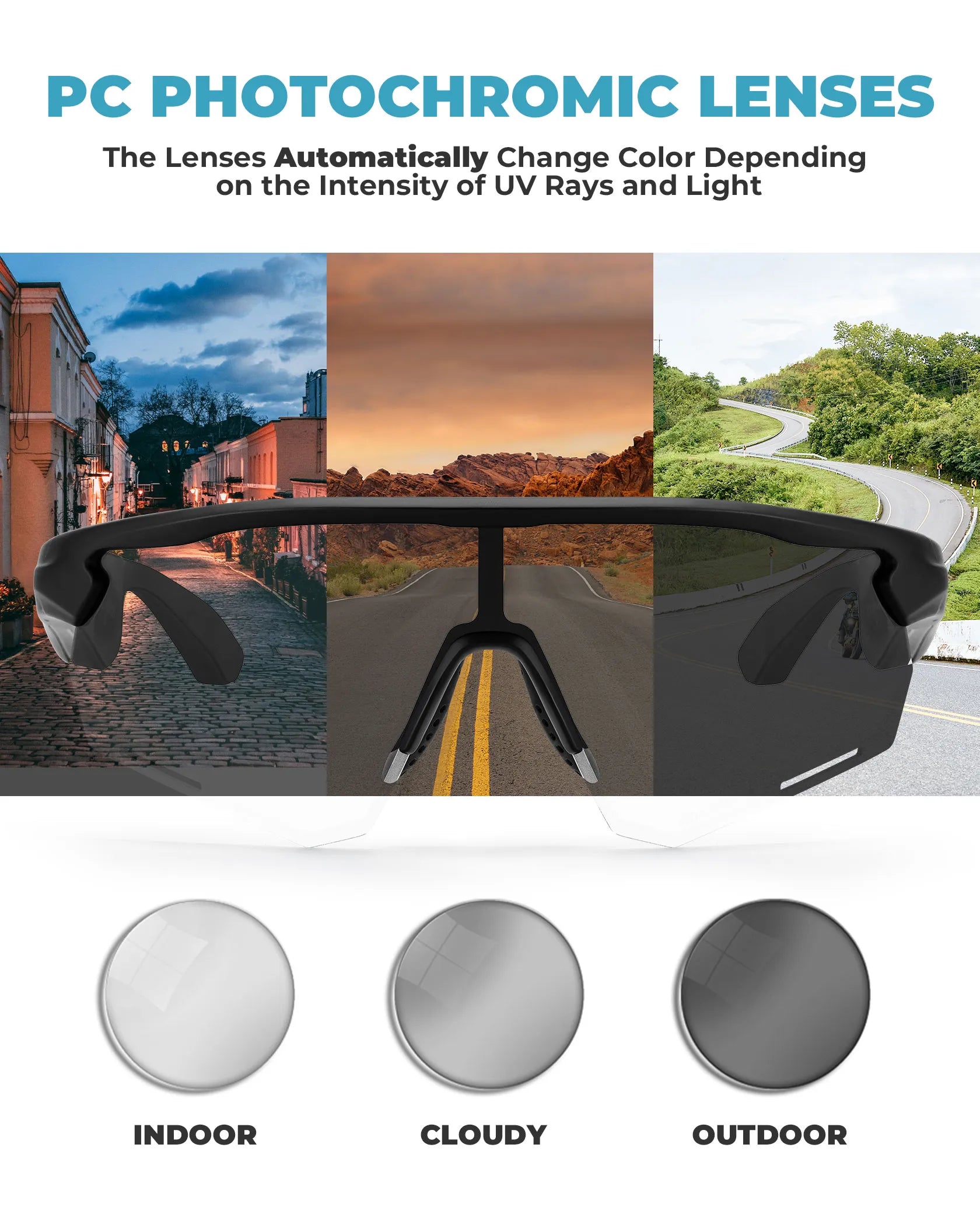 ROCKBROS Bluetooth polarized cycling sunglasses with built-in speakers.
#options_Photochromic Black