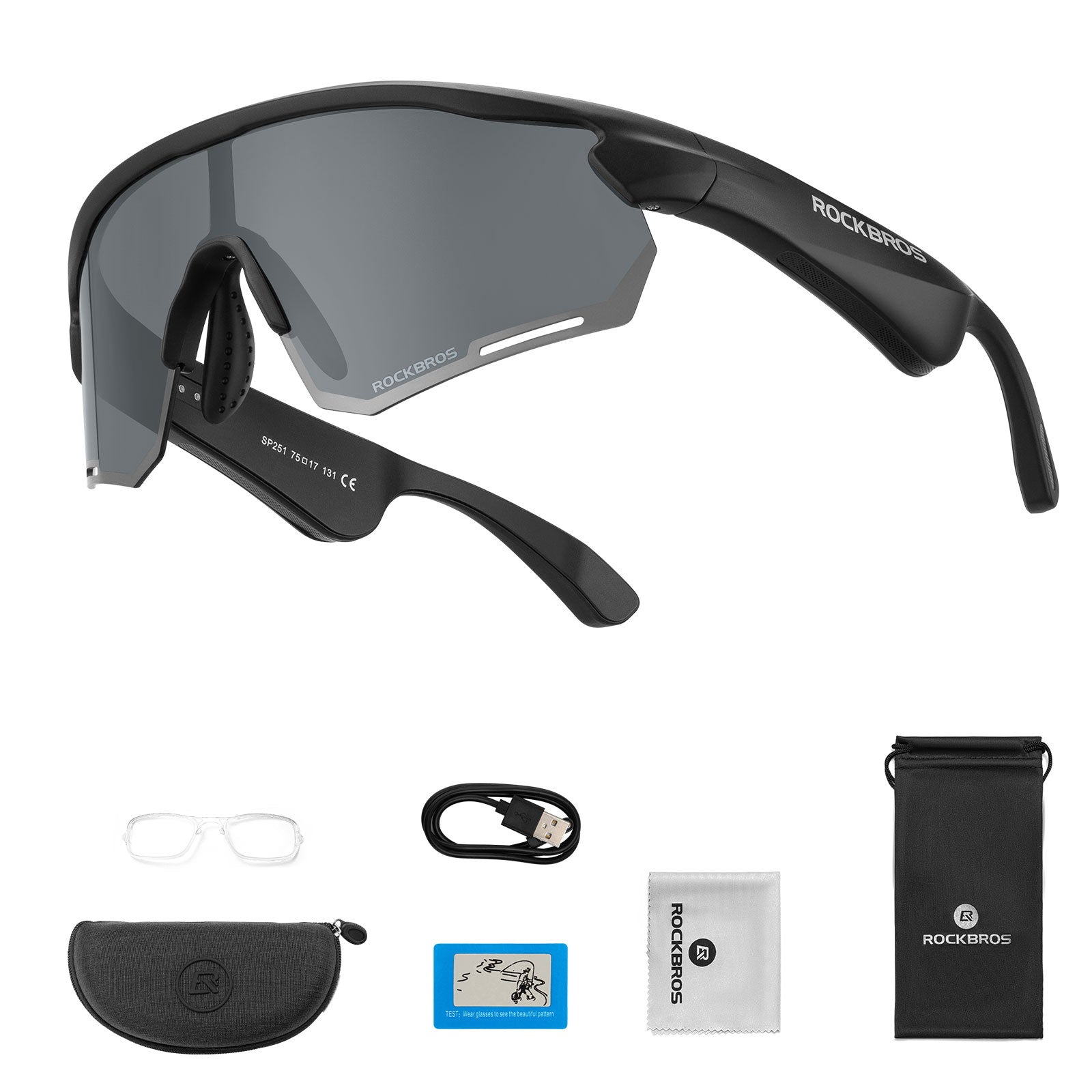 ROCKBROS Bluetooth polarized cycling sunglasses with built-in speakers.
#options_Polarised Grey