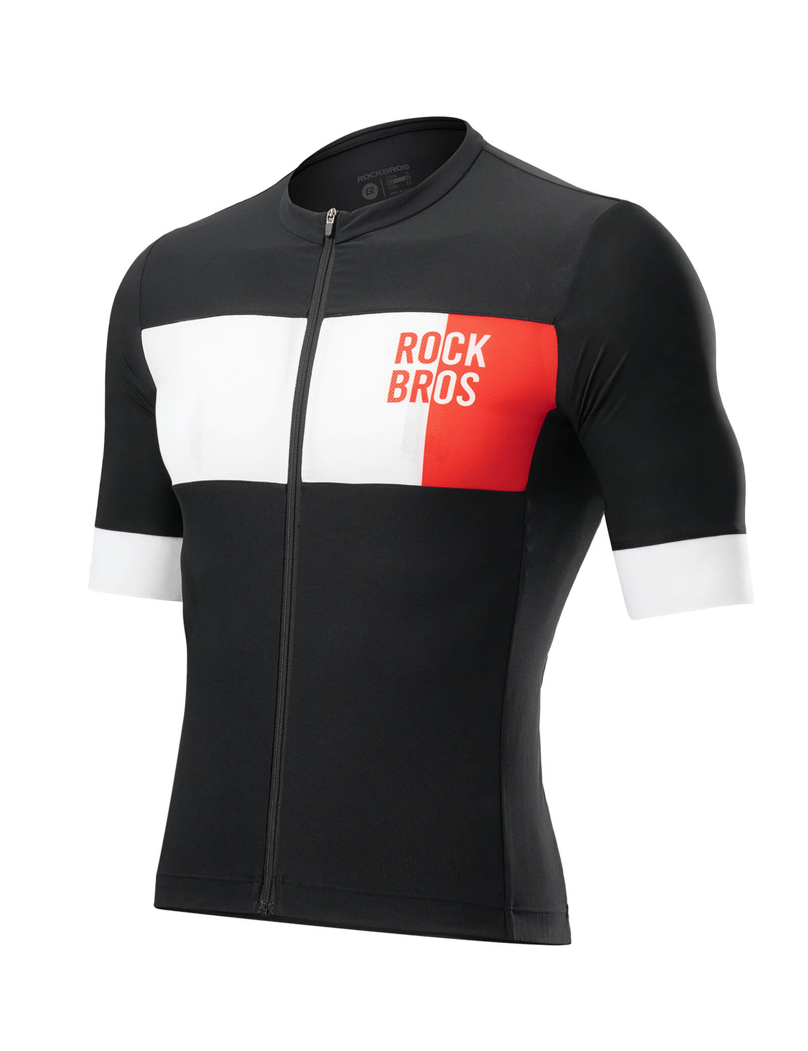 ROCKBROS breathable colourblock cycling jersey for summer road cycling.