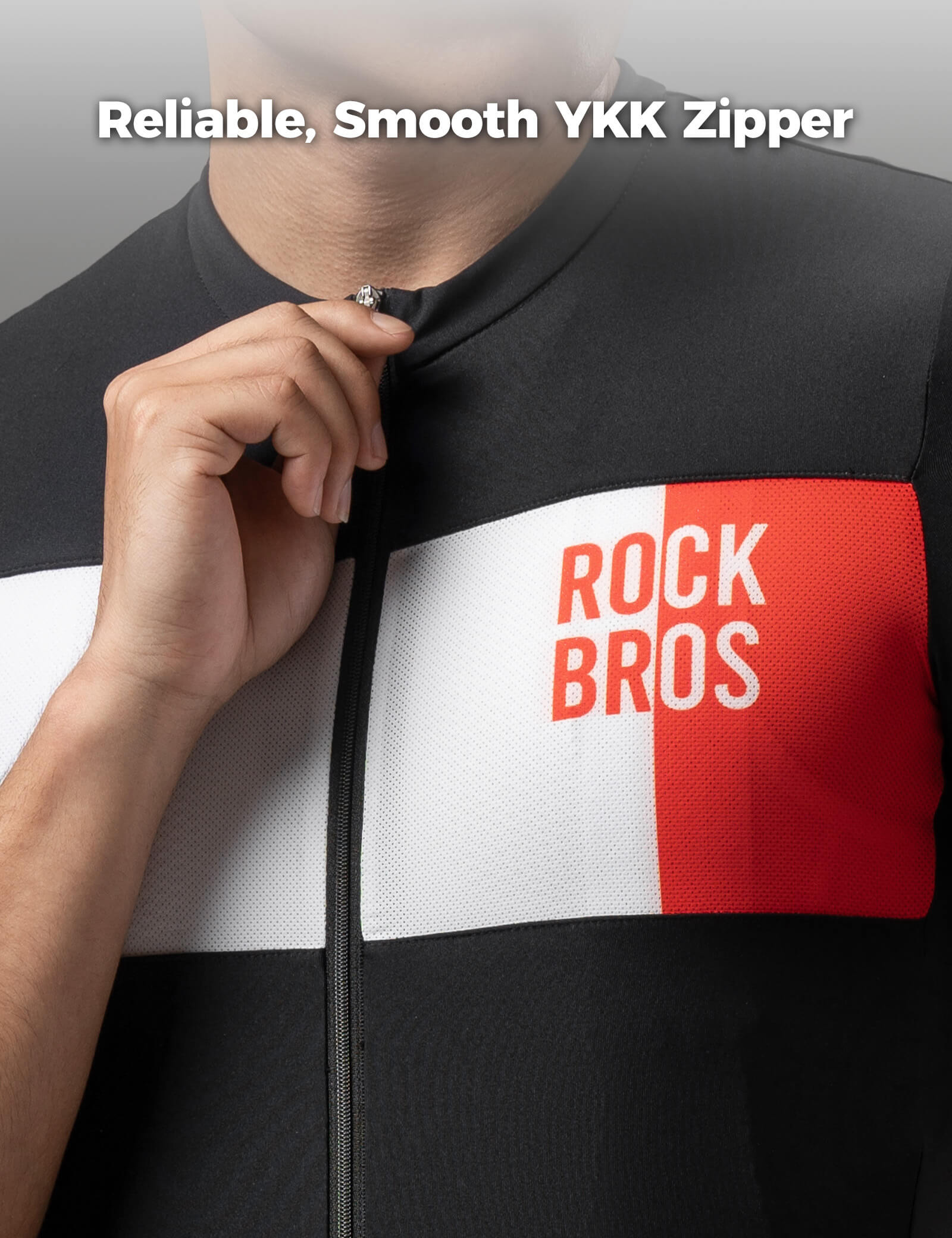 ROCKBROS breathable colourblock cycling jersey for summer road cycling.