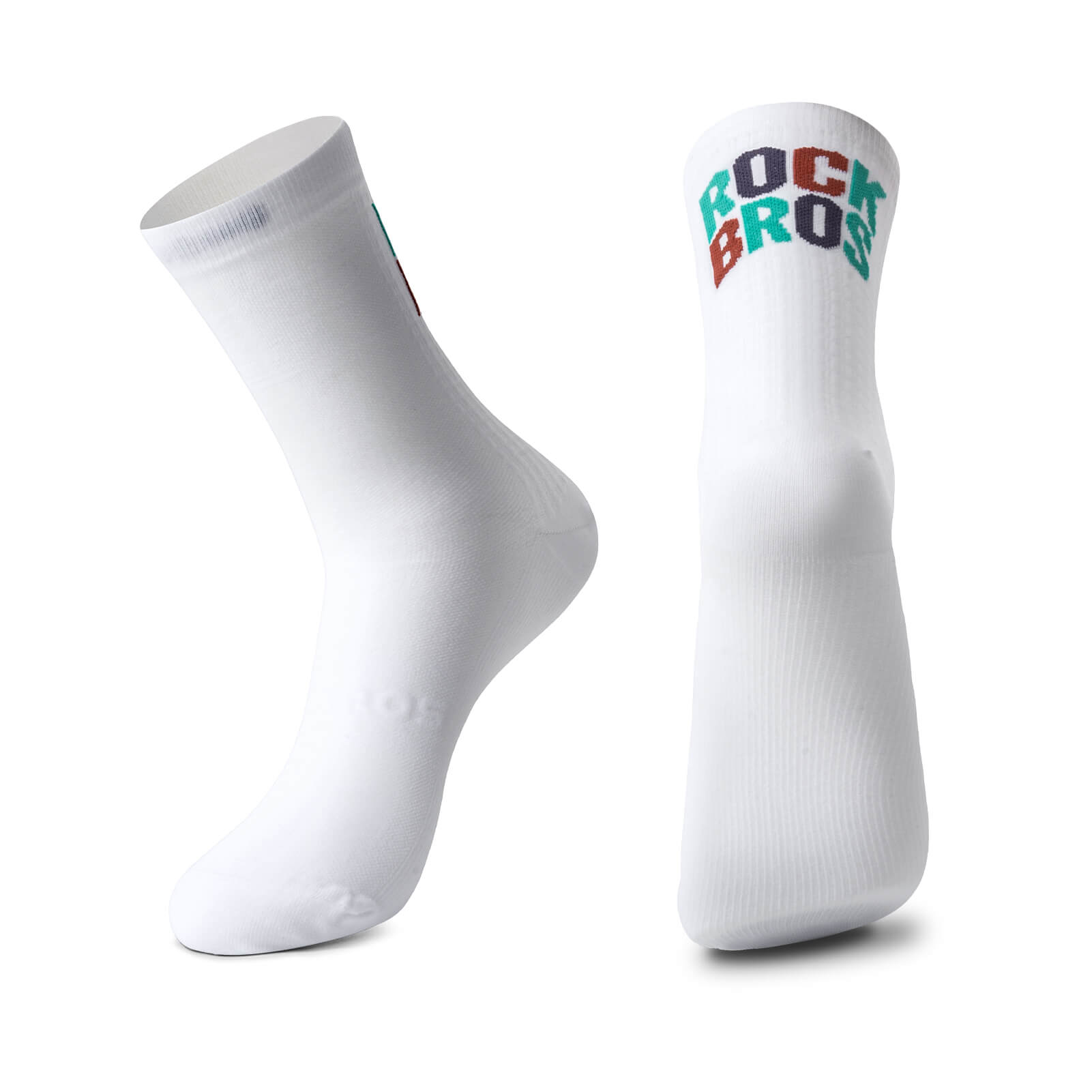 ROCKBROS Breathable Sports Socks featuring a vibrant Color Pop Logo on a clean white background.
#color_white