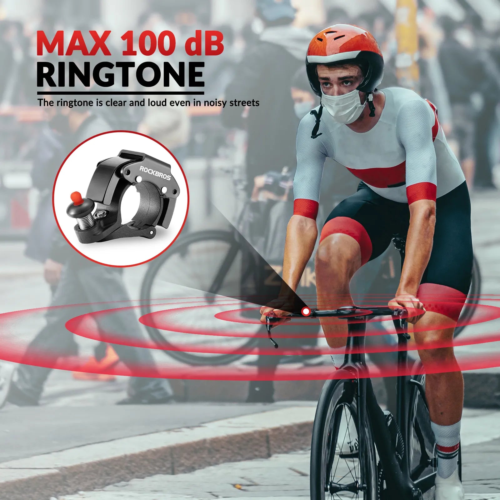 ROCKBROS C-Shape Mini Bike Bell in black, hidden bicycle bell for 22.2mm handlebars
#color_black