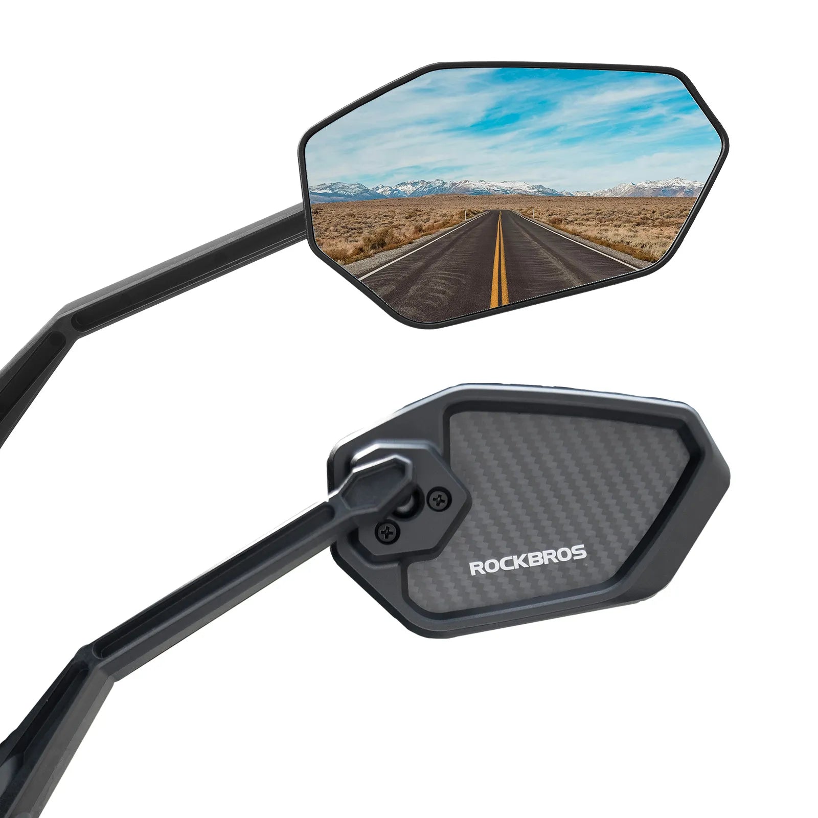 ROCKBROS Carbon Fiber Bike Rear View Mirror with Anti-Glare Blue Tint.
#options_Left and Right