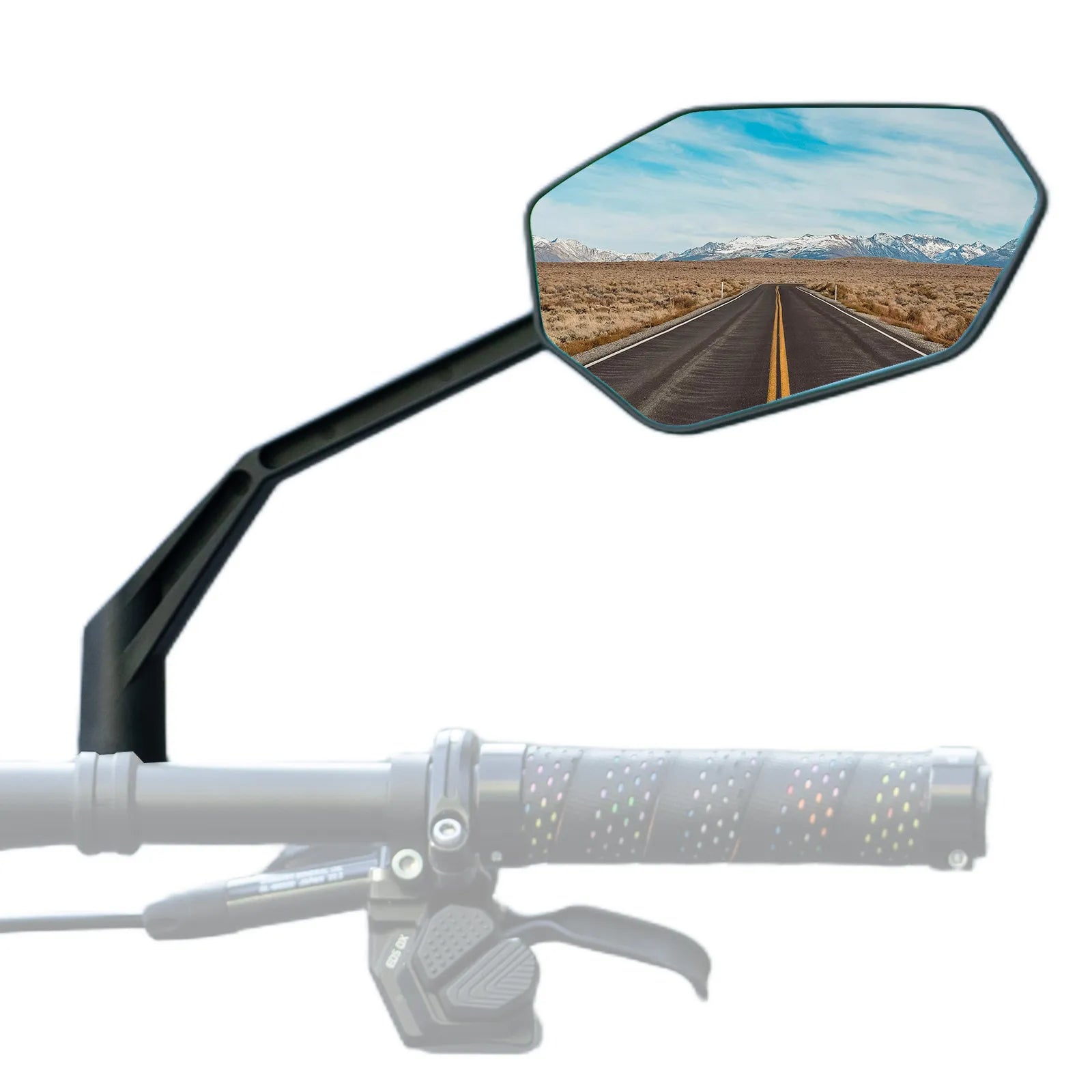 ROCKBROS Carbon Fiber Bike Rear View Mirror with Anti-Glare Blue Tint.
#options_right