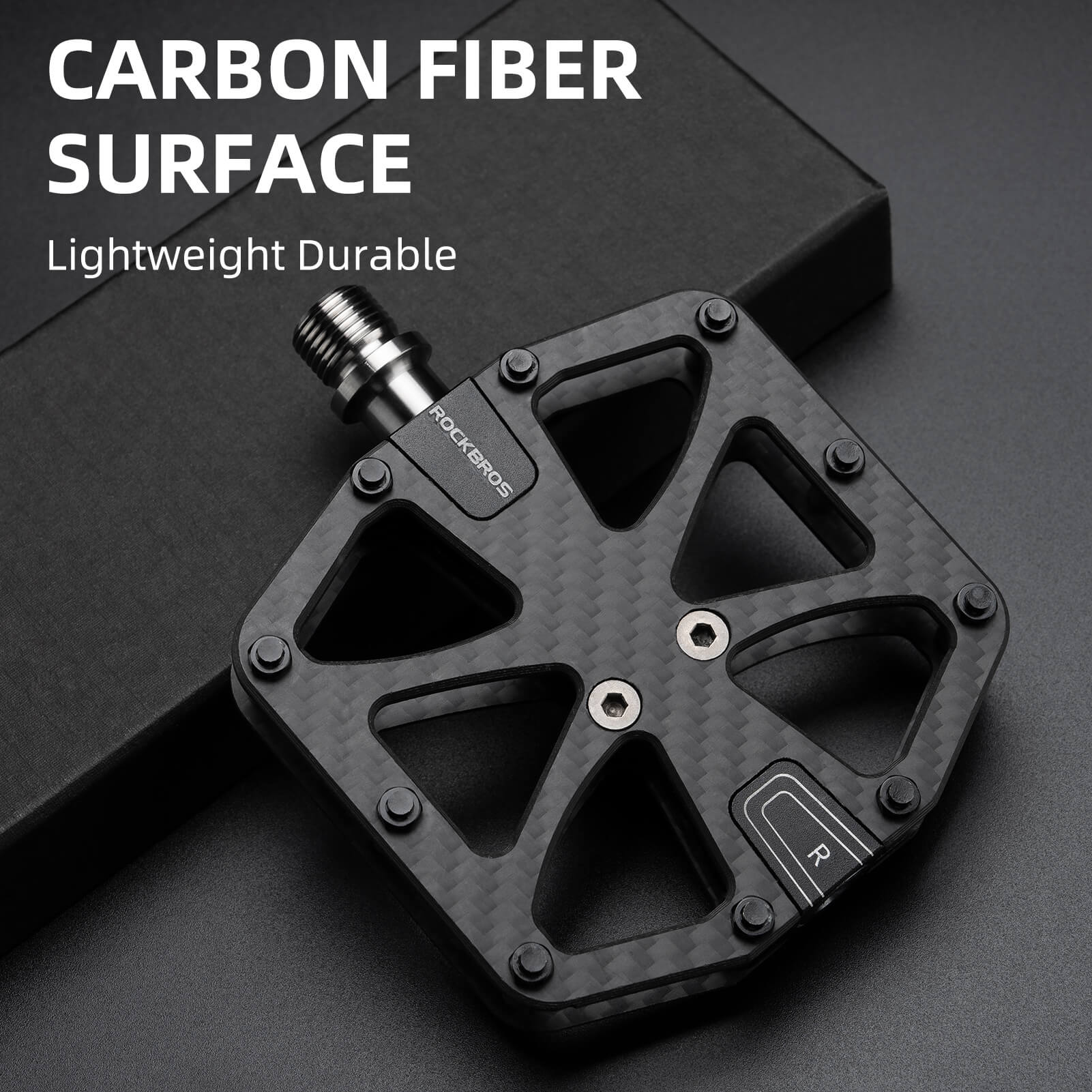 rockbros carbon fiber anti slip pedals for mountain biking