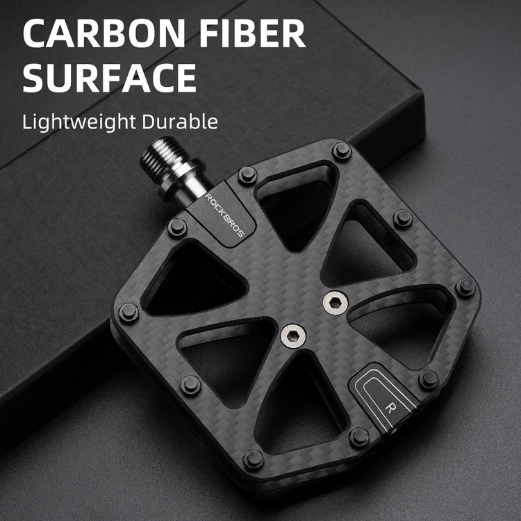 rockbros carbon fiber anti slip pedals for mountain biking
