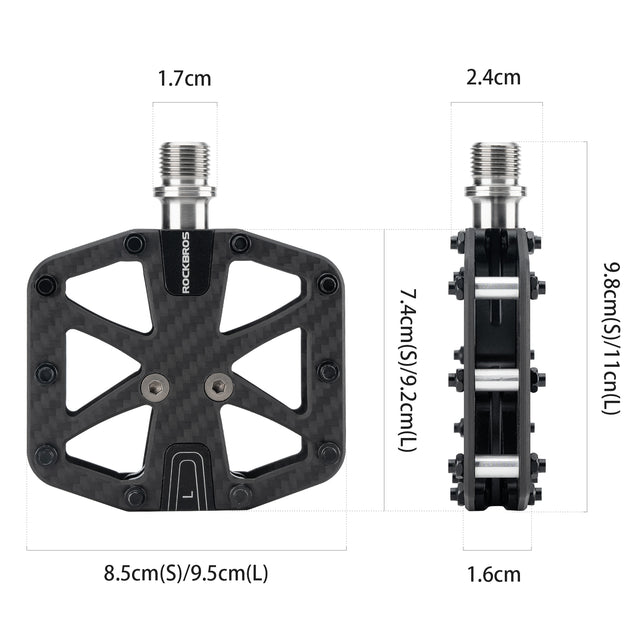 rockbros carbon fiber anti slip pedals for mountain biking