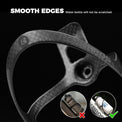 Lightweight ROCKBROS carbon fibre water bottle cages, designed for a secure hold and sleek fit on road and mountain bikes.