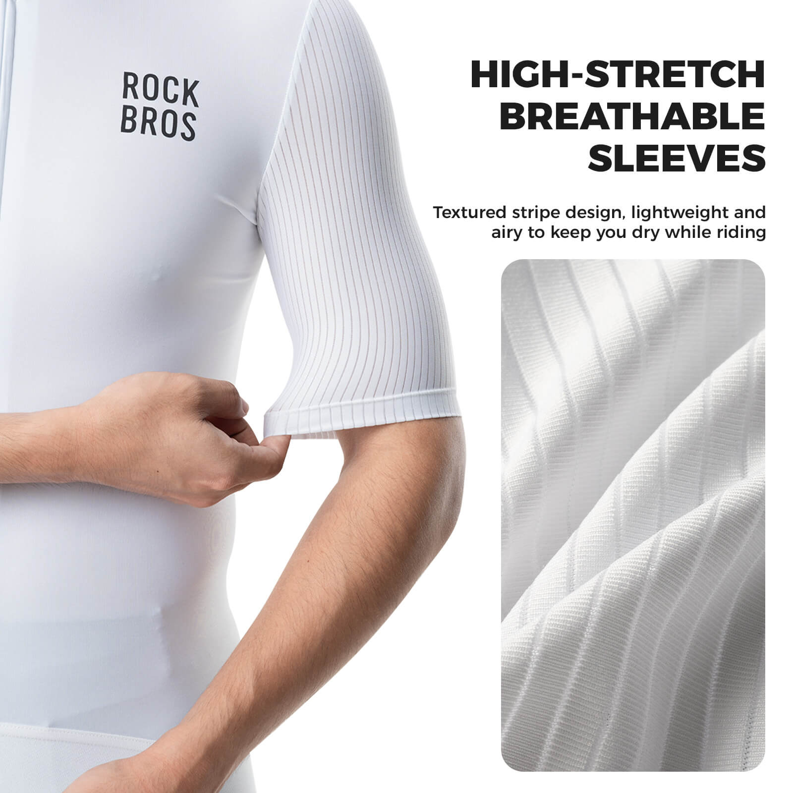 ROCKBROS men’s breathable cycling jersey for summer road riding.
#color_white