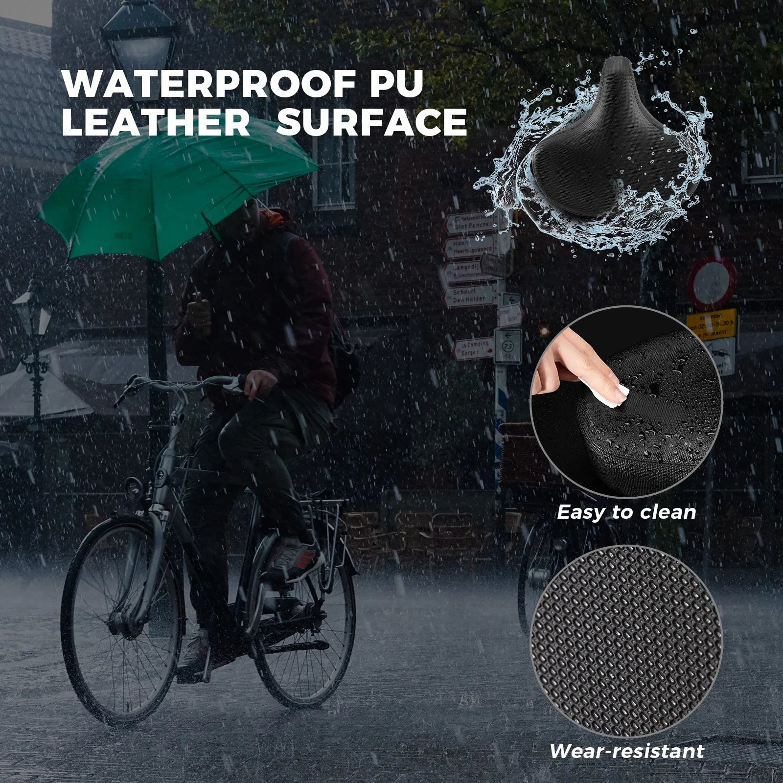 Rockbros ComfortMax extra wide bike saddle for comfortable commuting and city riding.