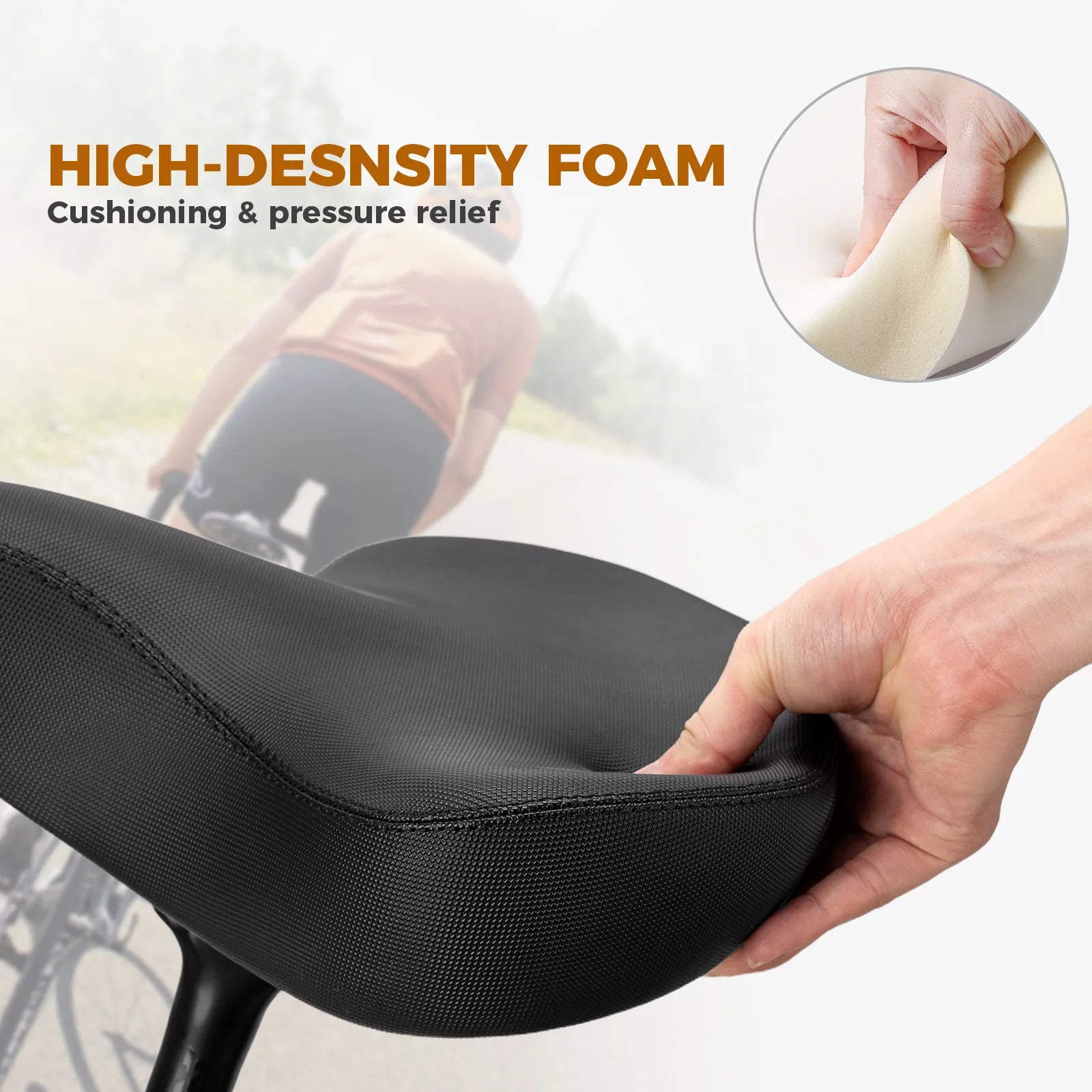 Rockbros ComfortMax extra wide bike saddle for comfortable commuting and city riding.