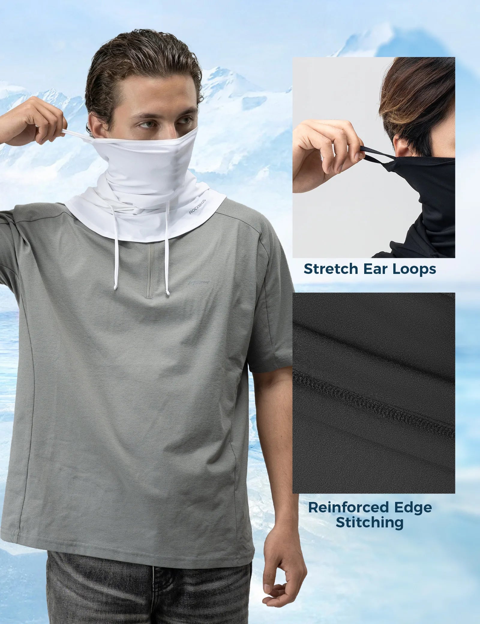 ROCKBROS cooling full face balaclava helmet liner in black for sun protection.
#color_black