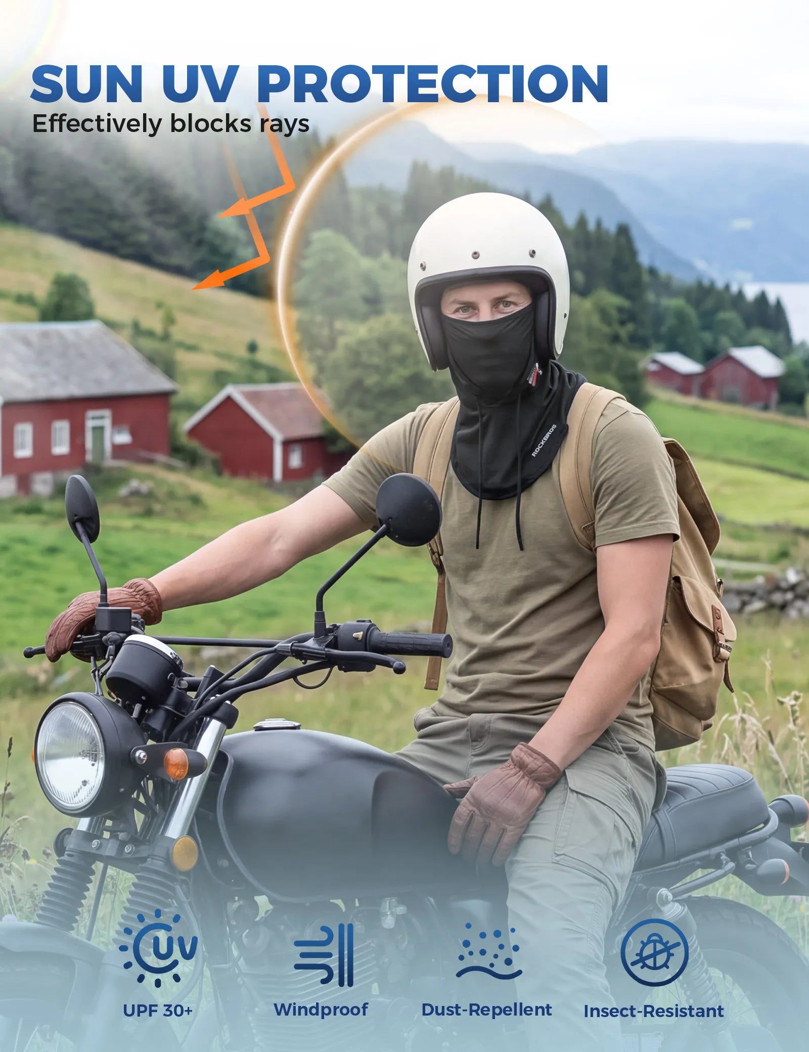 ROCKBROS cooling full face balaclava helmet liner in black for sun protection.
#color_grey