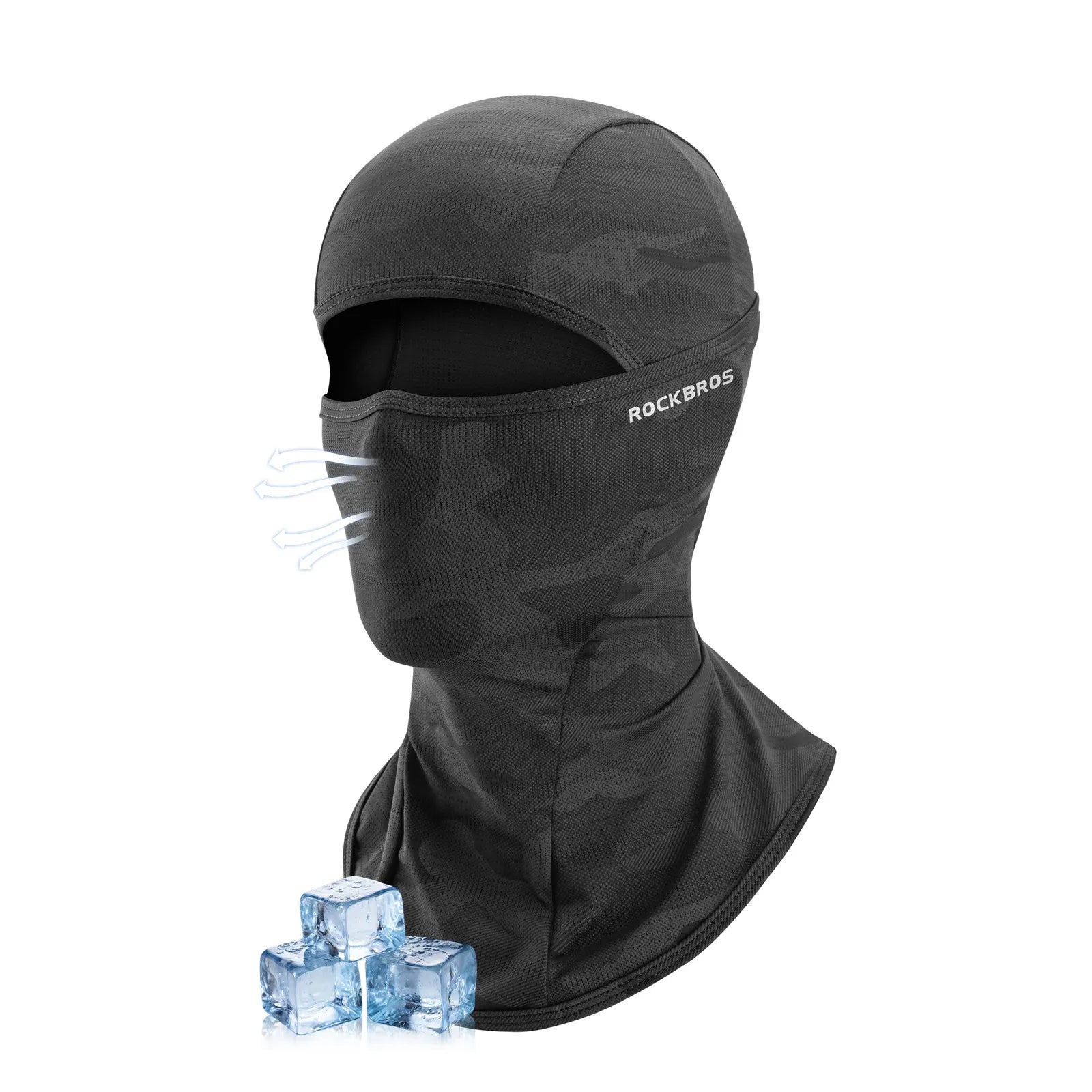 ROCKBROS cooling full face and neck cover balaclava in black for UV protection while cycling and motorcycling.
#options_black