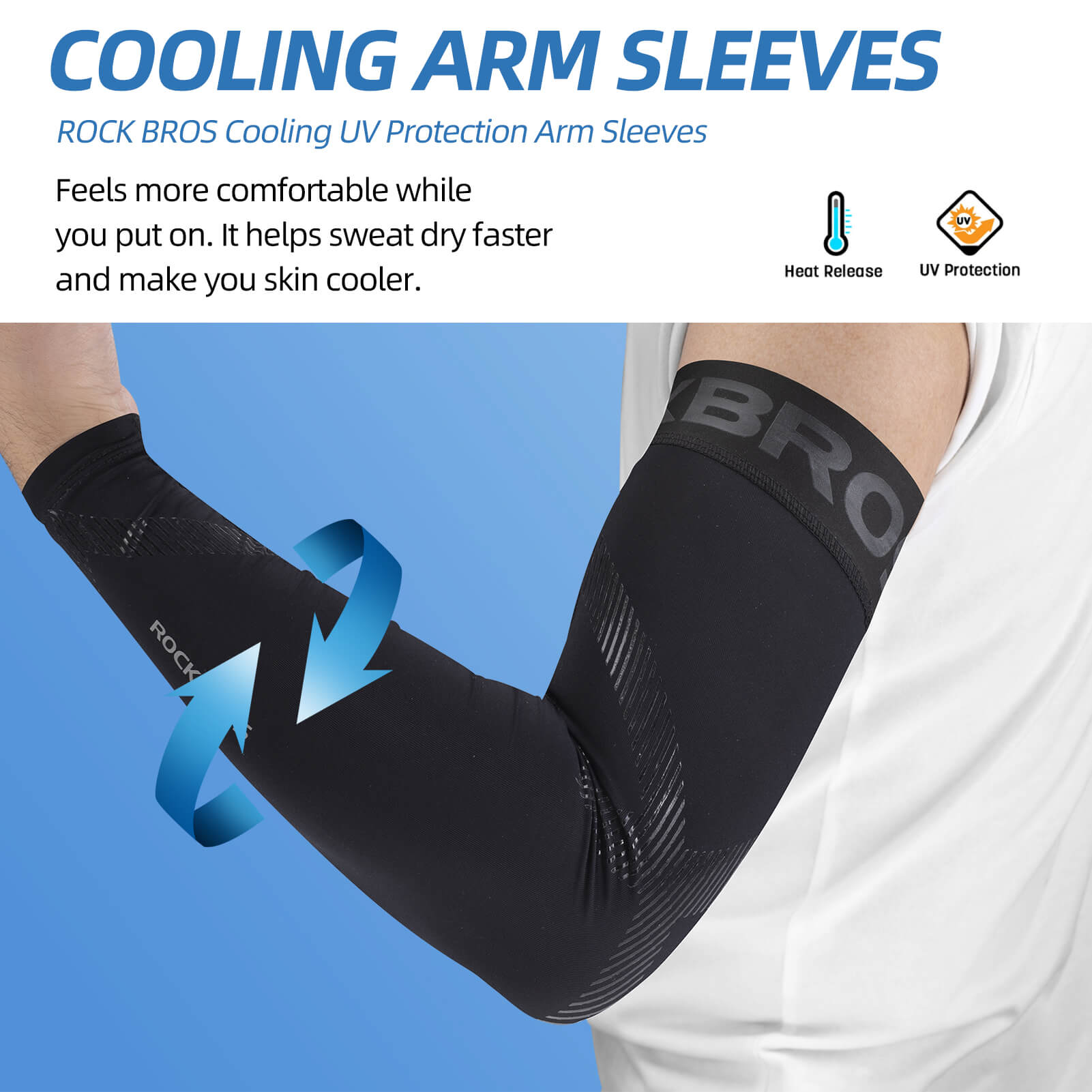 rockbros cooling ice silk arm sleeves for summer outdoor.
#color_black