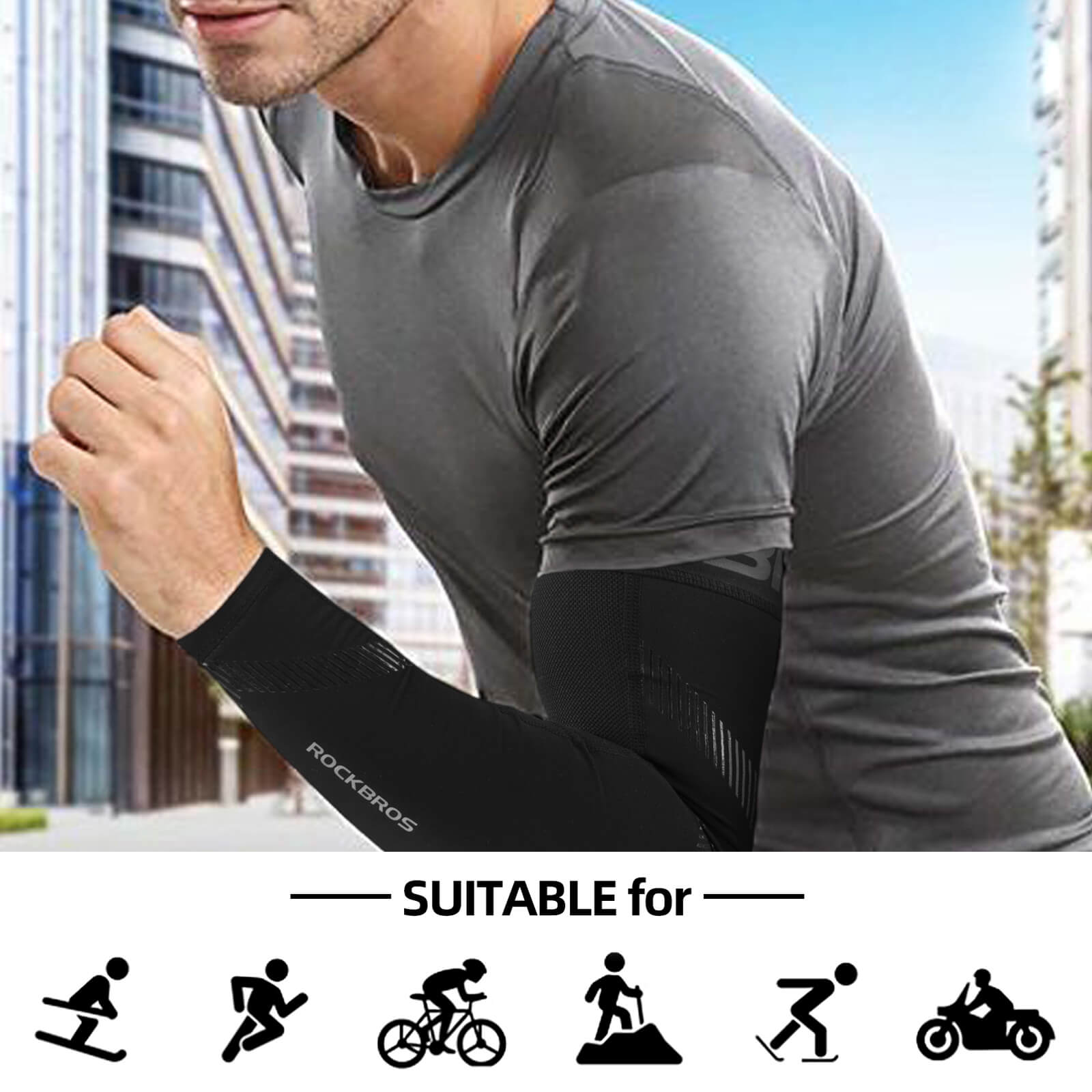 rockbros cooling ice silk arm sleeves for summer outdoor.
#color_white