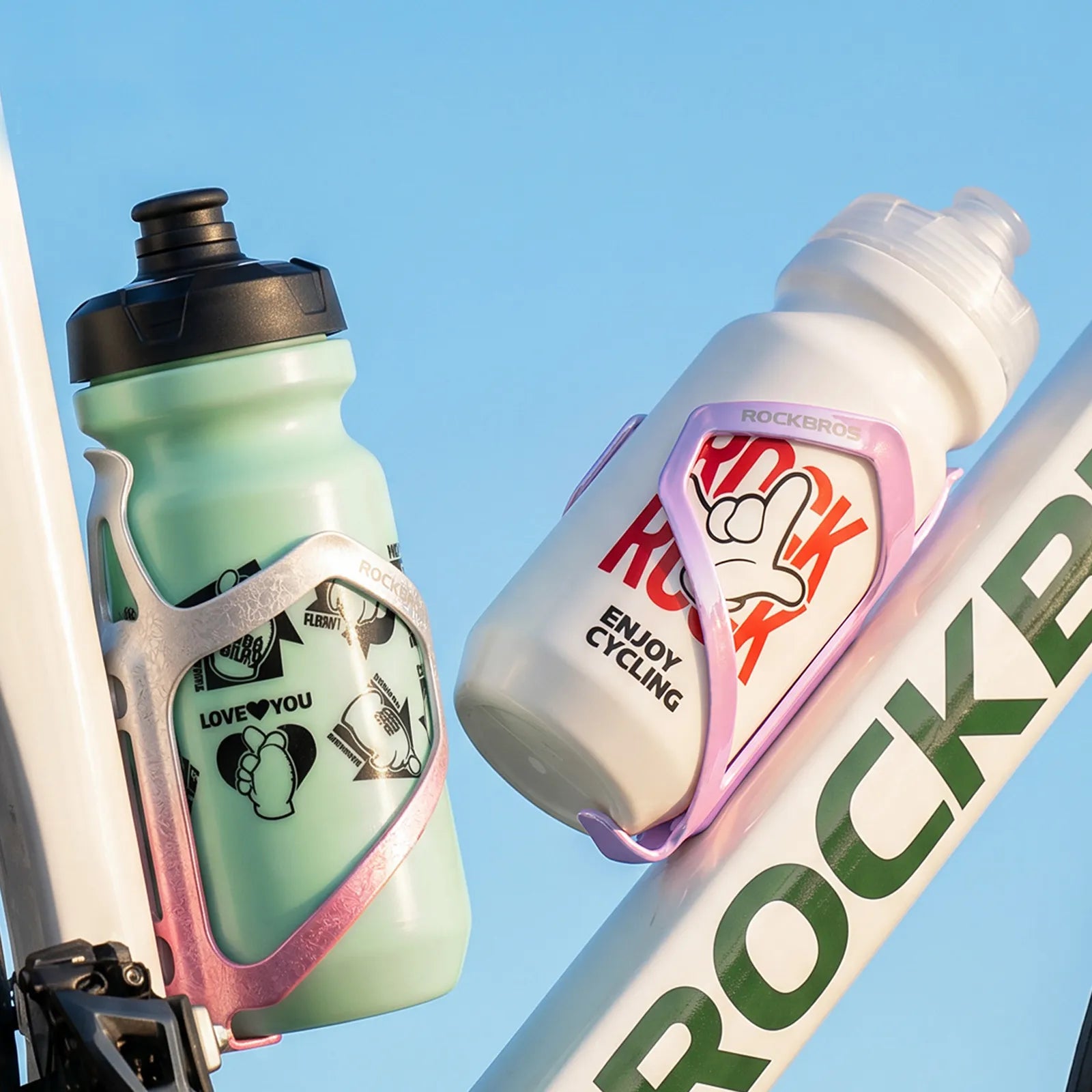 ROCKBROS CR-56 lightweight electroplated aluminium bike bottle cage in shiny metallic finish.
#color_black