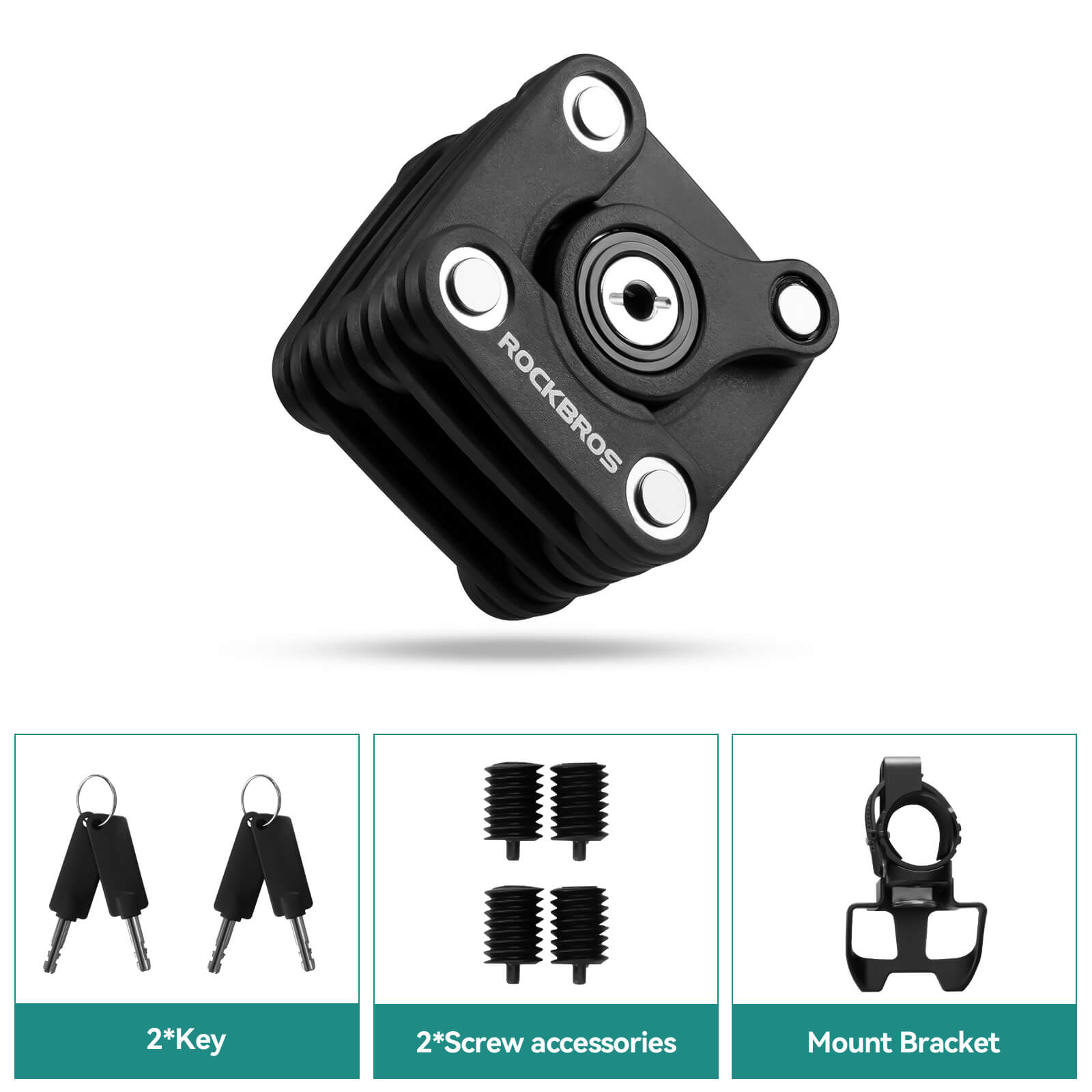 Rockbros cube-style combination chain lock for bike security
#color_black