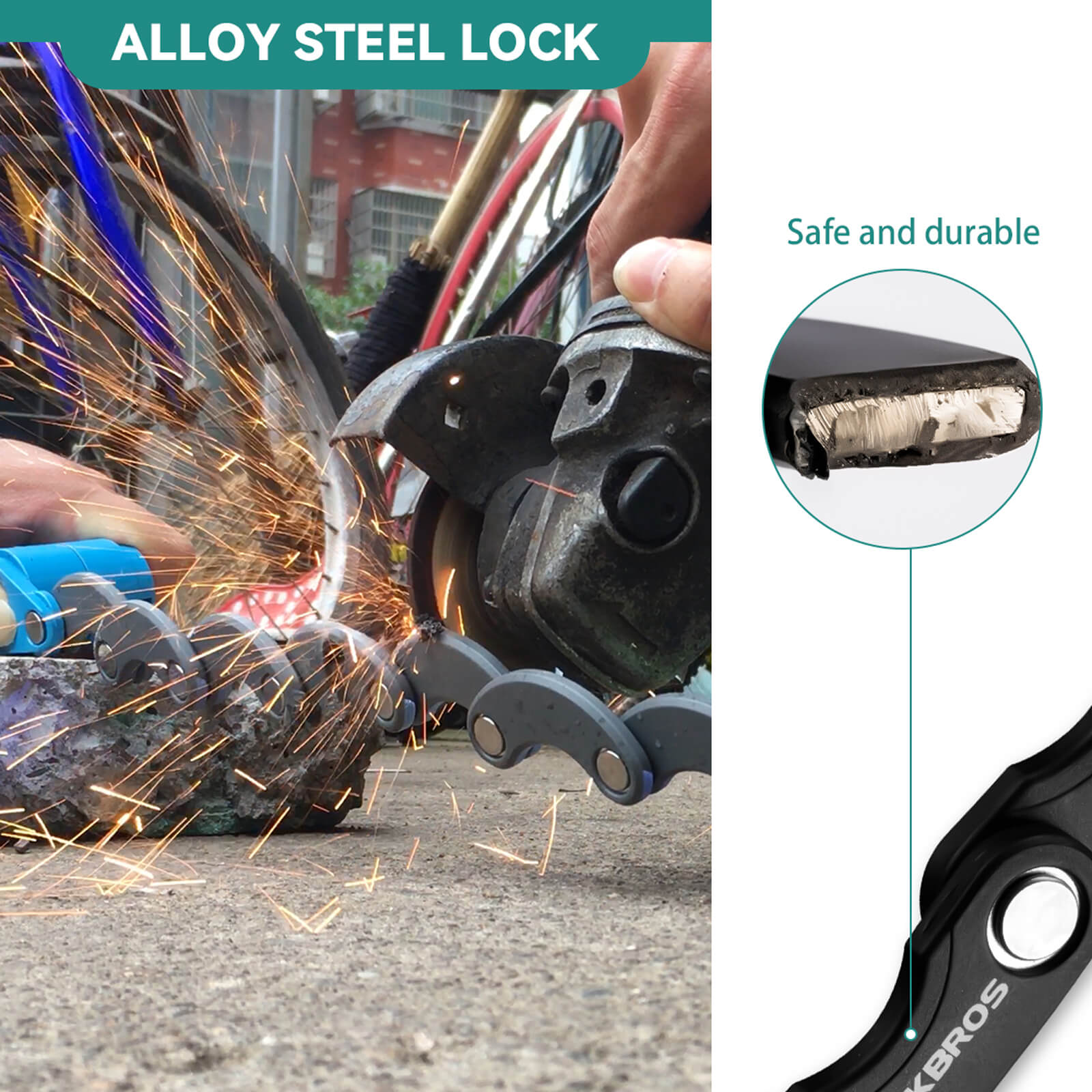 Rockbros cube-style combination chain lock for bike security
#color_black