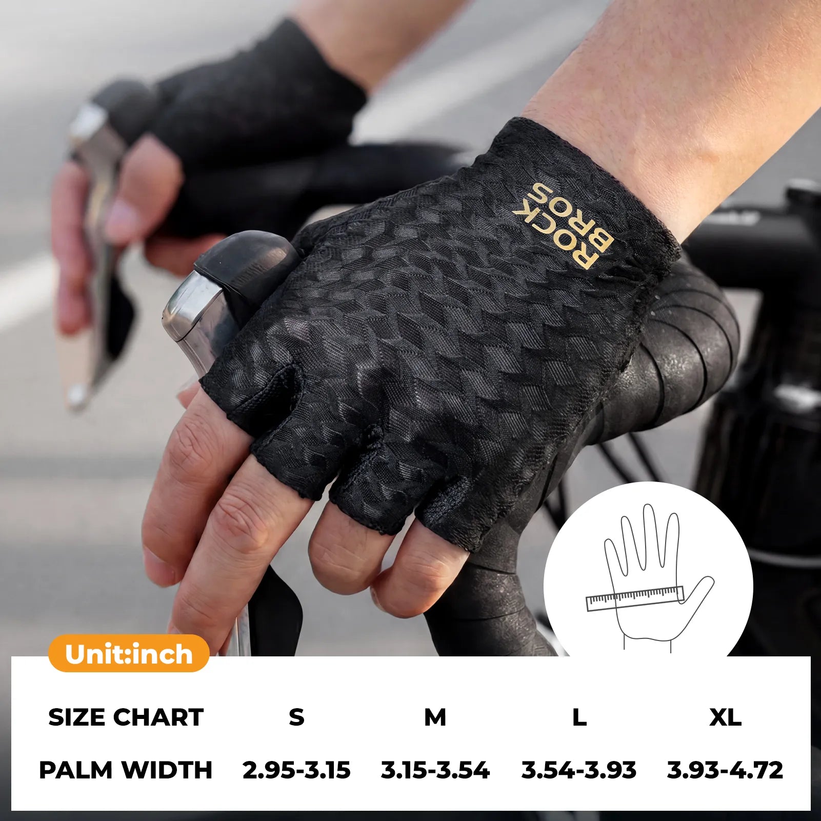 ROCKBROS summer short finger cycling gloves in diamond black and gold design