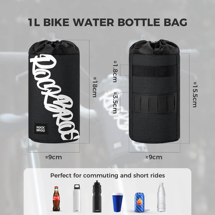 rockbros handlebar cycling bottle bag for urban and travel rides
#color_black