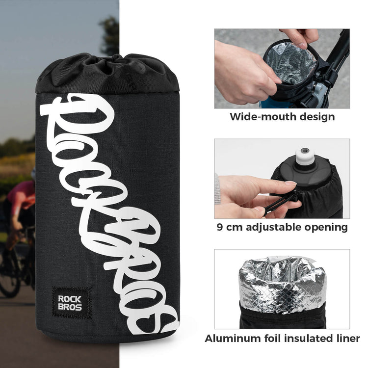 rockbros handlebar cycling bottle bag for urban and travel rides
#color_black