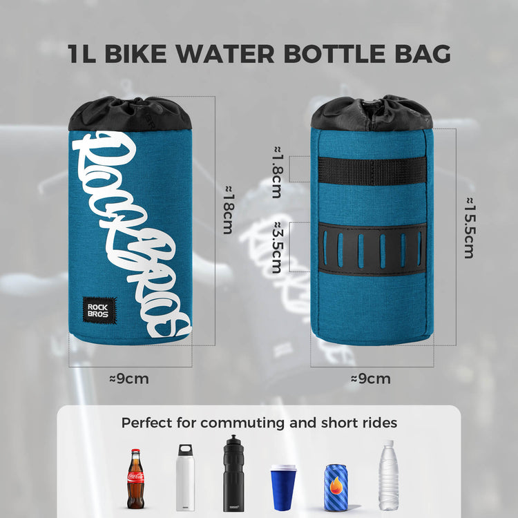 rockbros handlebar cycling bottle bag for urban and travel rides
#color_blue