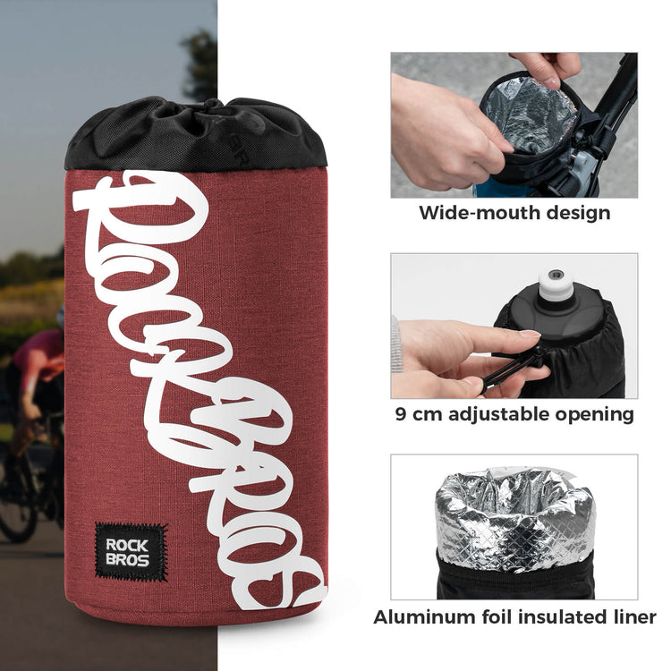 rockbros handlebar cycling bottle bag for urban and travel rides
#color_red