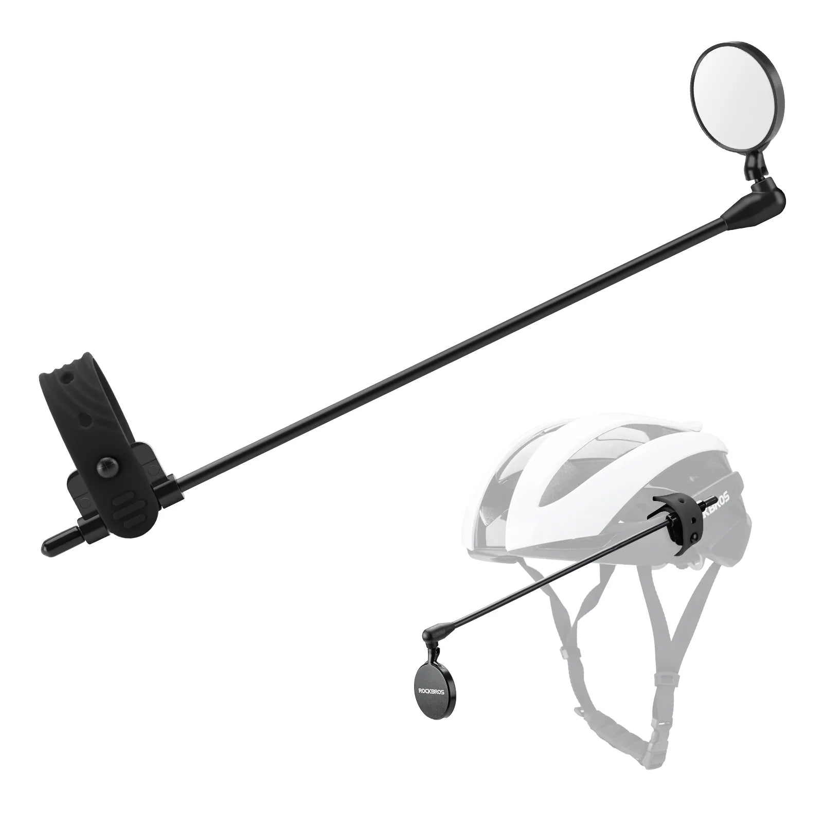 ROCKBROS cycling helmet rear view mirror with adjustable and extendable arm.
#color_black