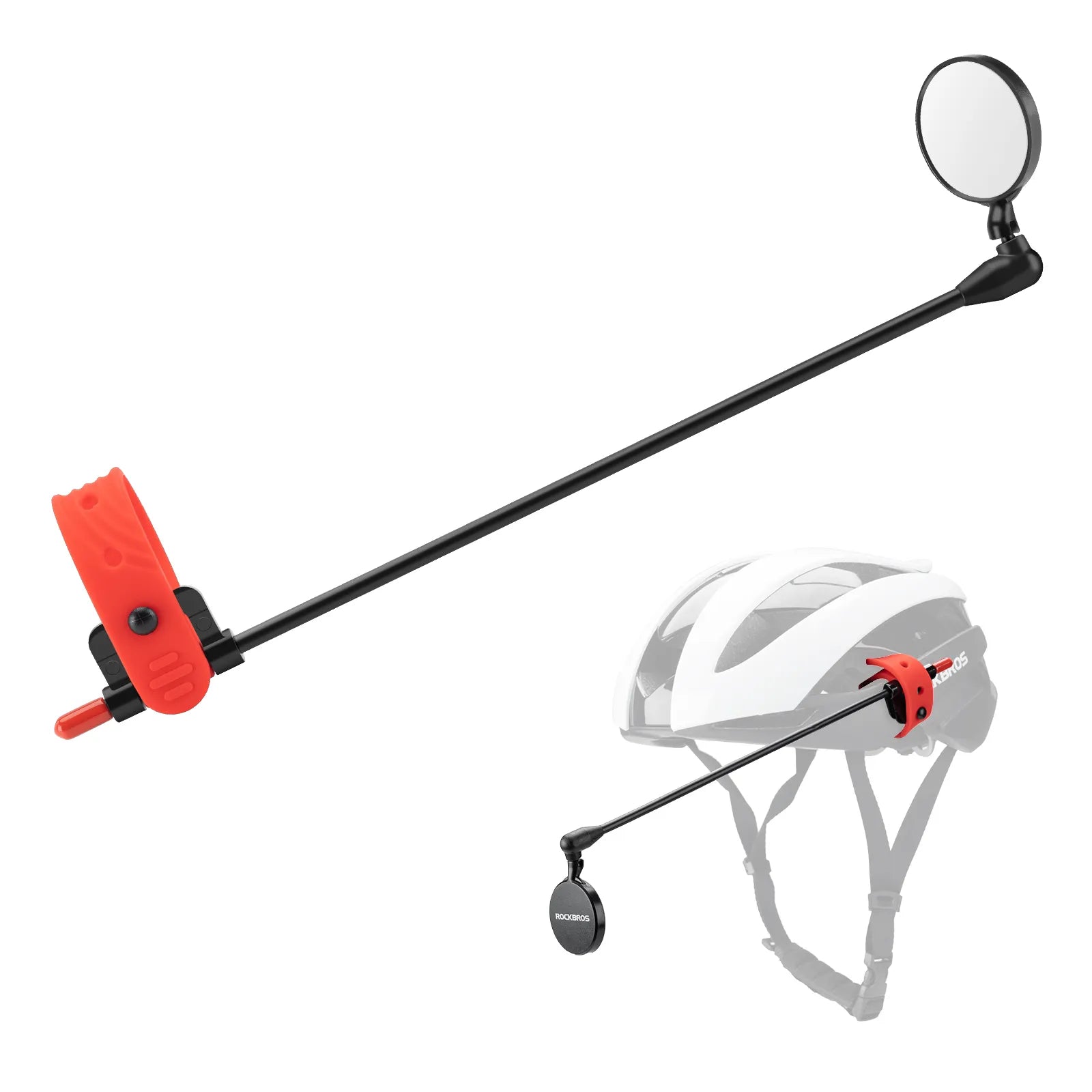 ROCKBROS cycling helmet rear view mirror with adjustable and extendable arm.
#color_red