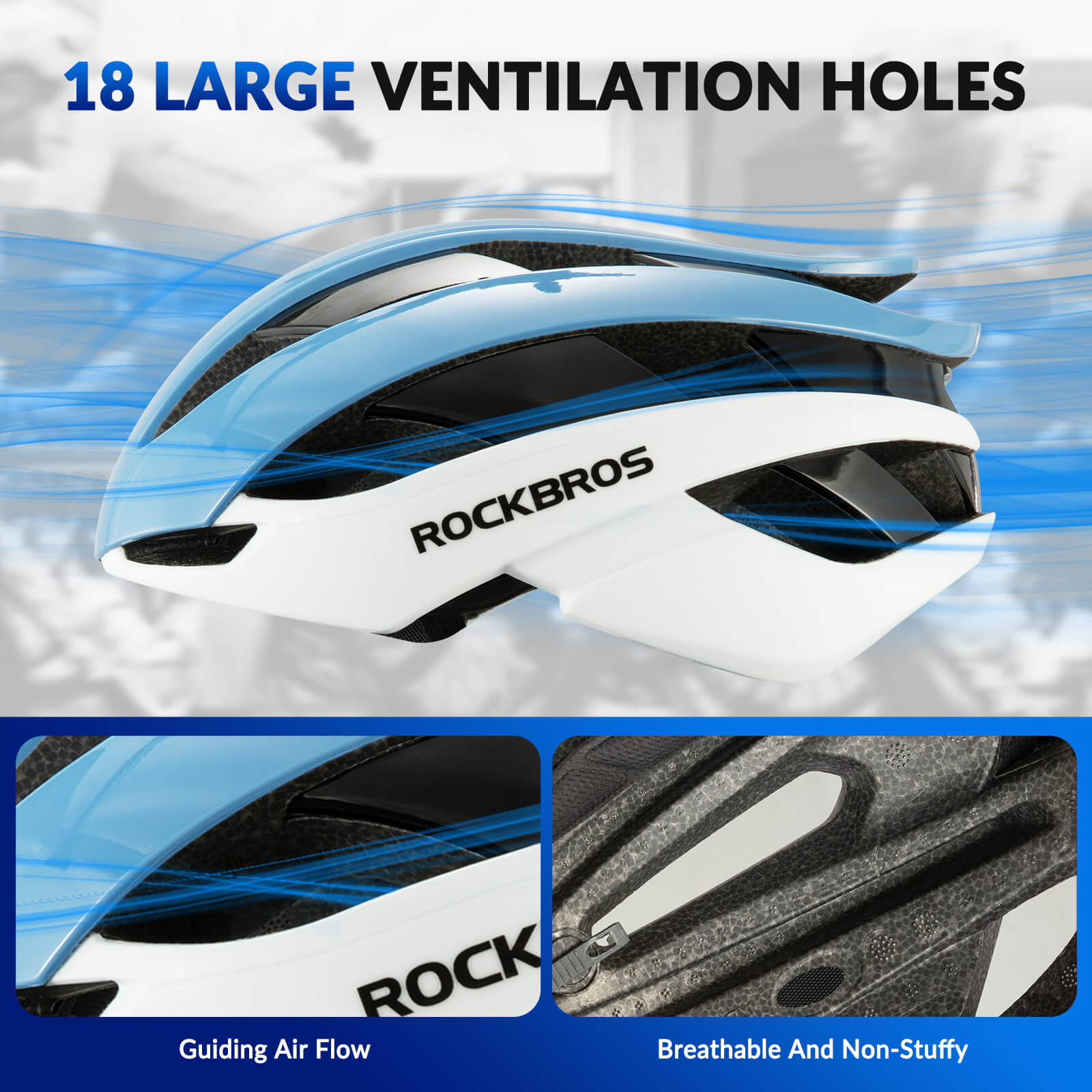 rockbros lightweight cycling helmet for road and mountain riding safety.
#color_blue