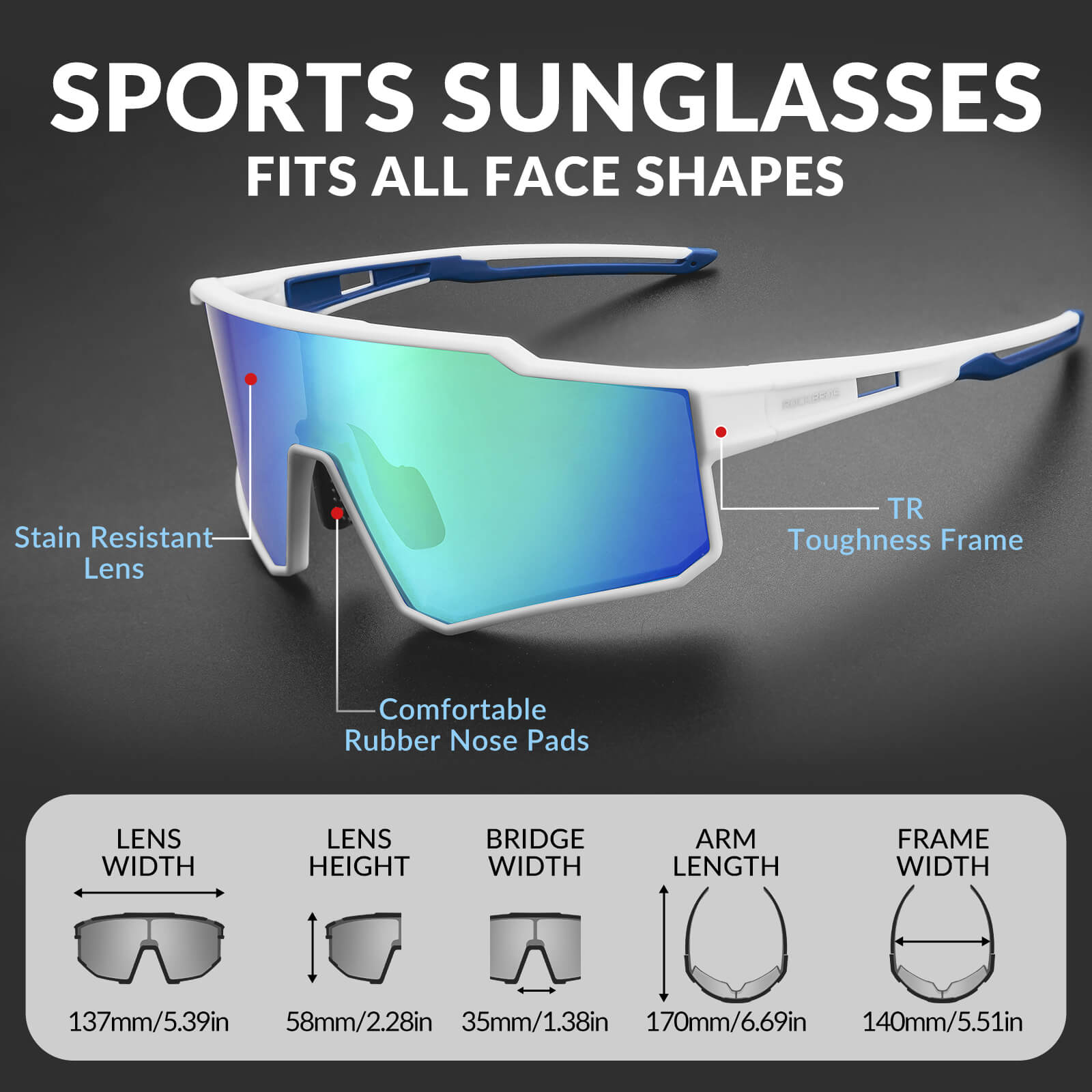 rockbros polarised cycling sunglasses uv400 sports riding glasses
#color_white
