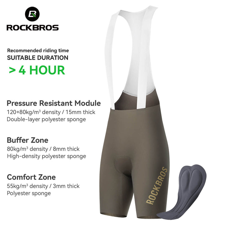 ROCKBROS lightweight summer cycling bib shorts with dolomiti pad for endurance rides