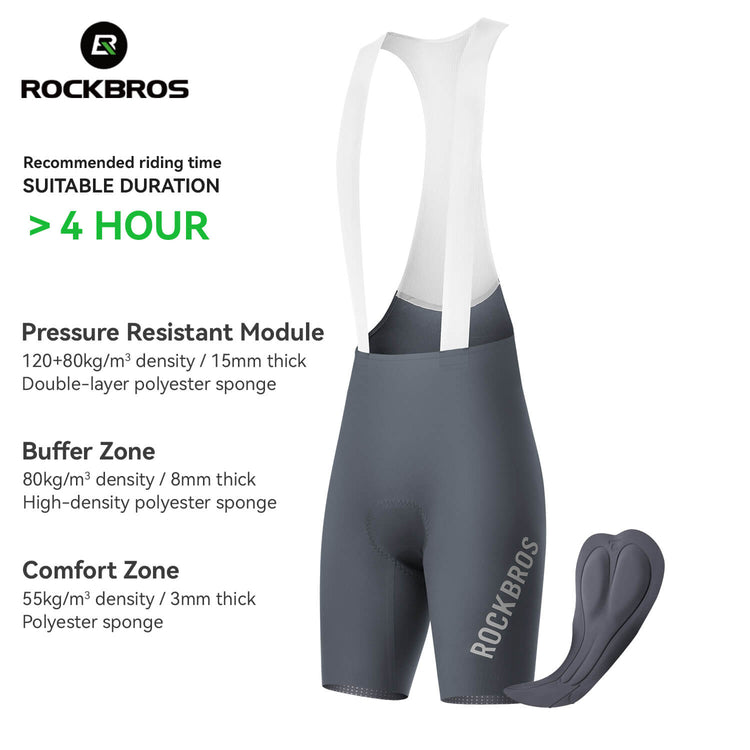 ROCKBROS lightweight summer cycling bib shorts with dolomiti pad for endurance rides