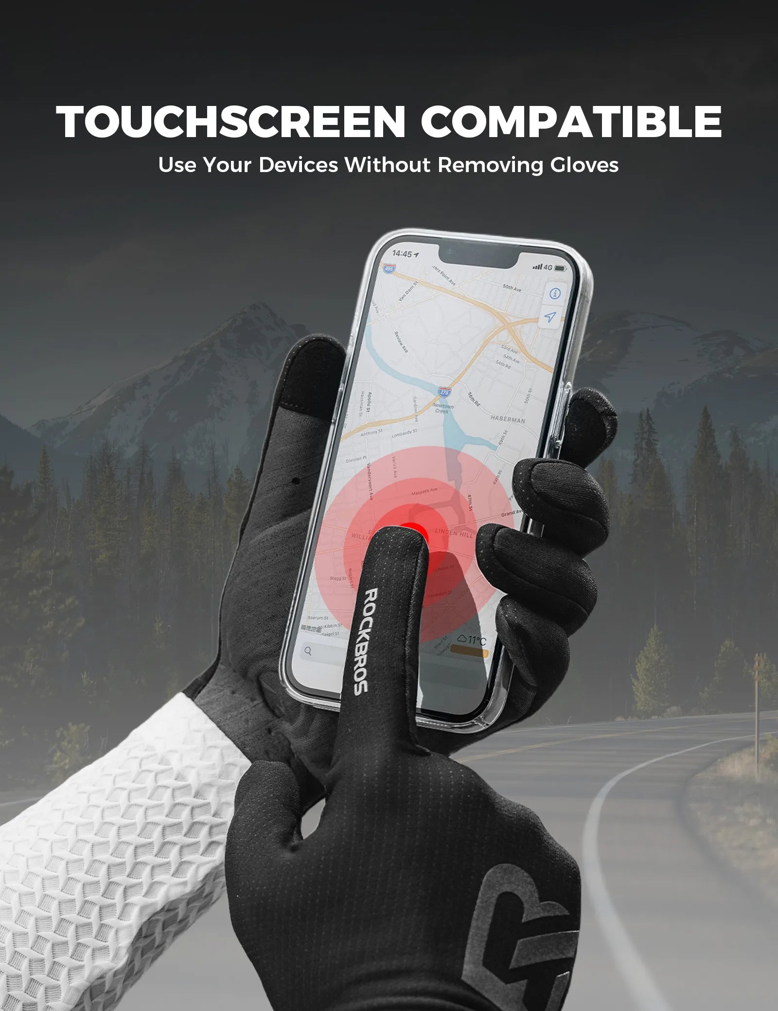 ROCKBROS Double Arrow full finger cycling gloves for cycling, hiking and running