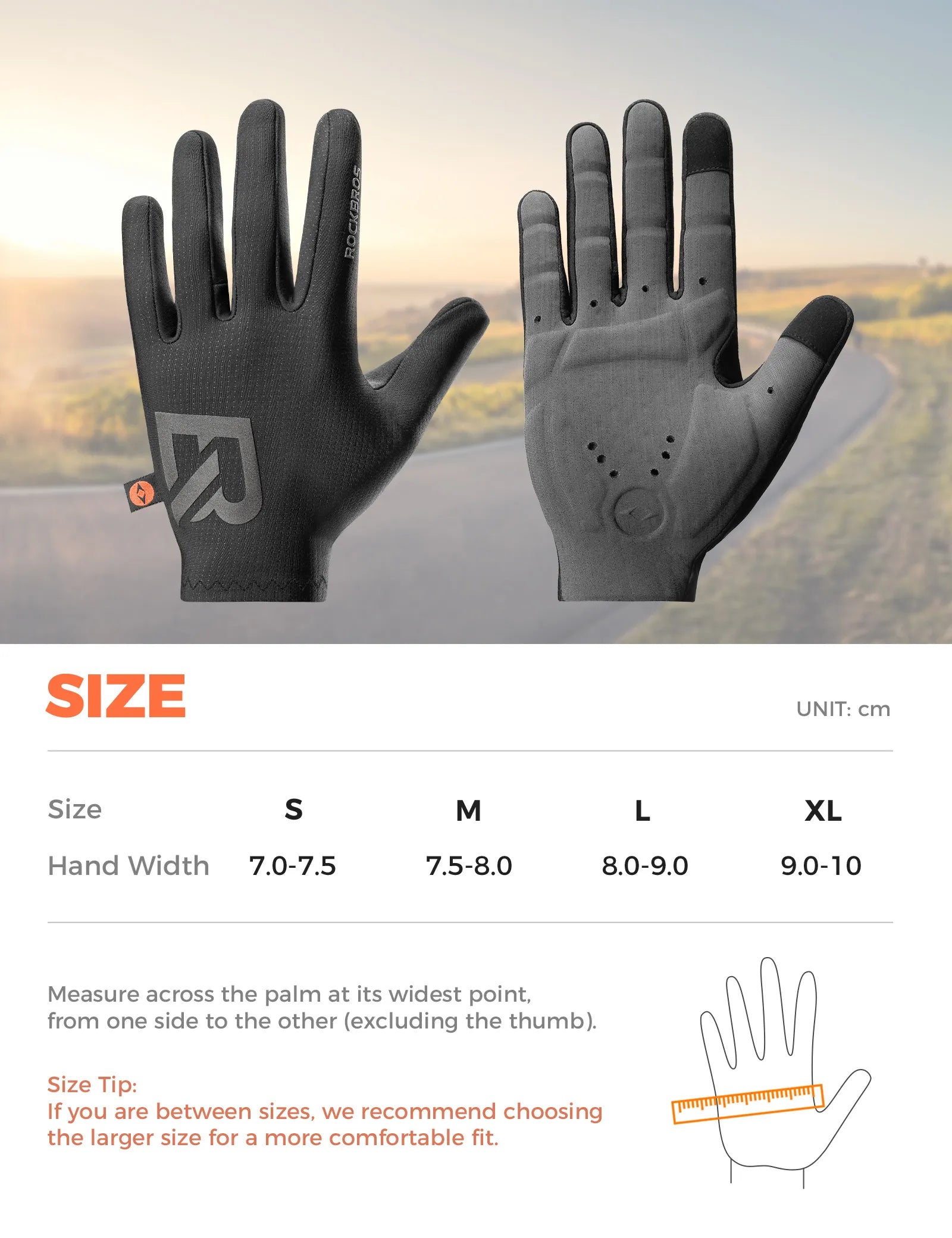 ROCKBROS Double Arrow full finger cycling gloves for cycling, hiking and running