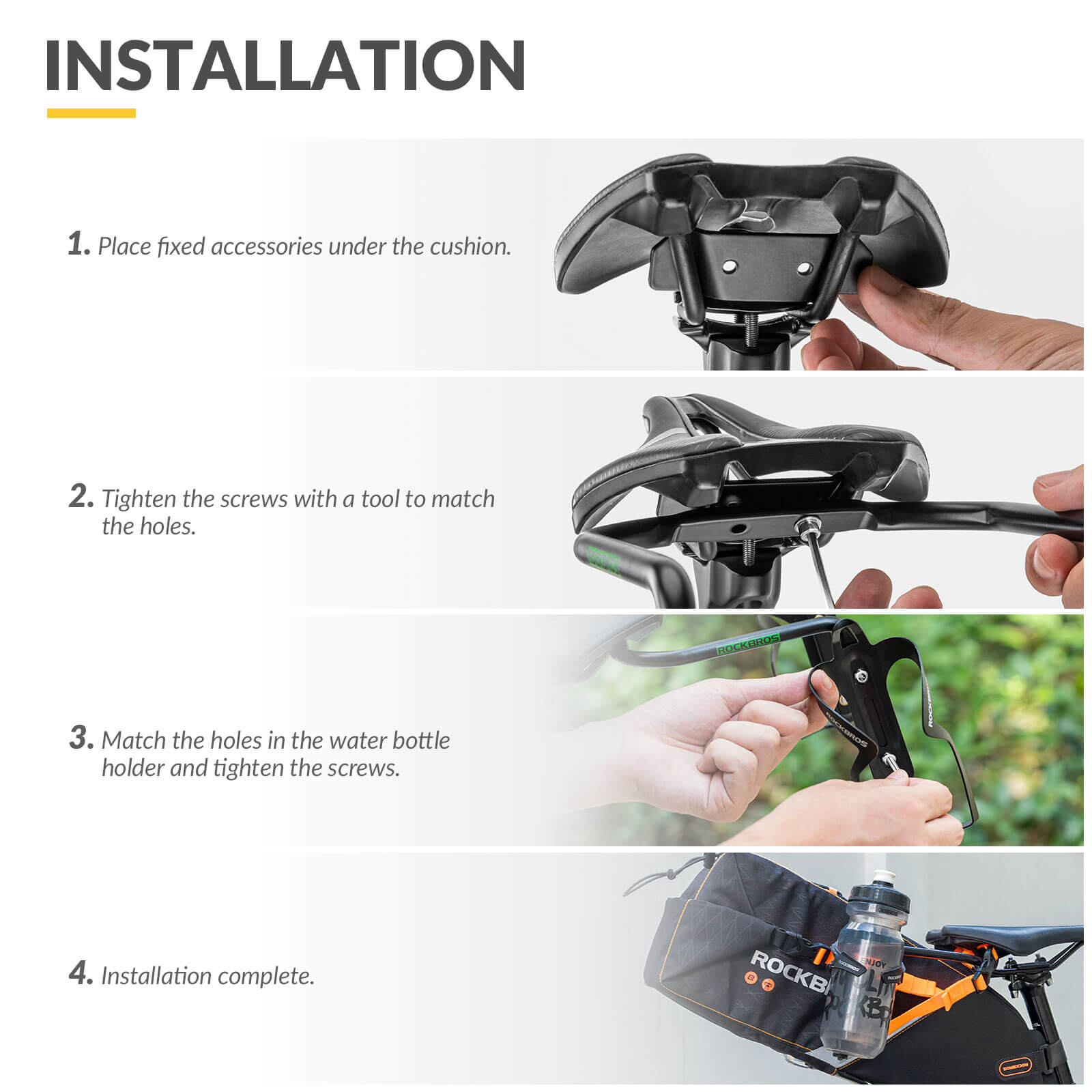 rockbros dual-side bottle mount bike rack for bikepacking.