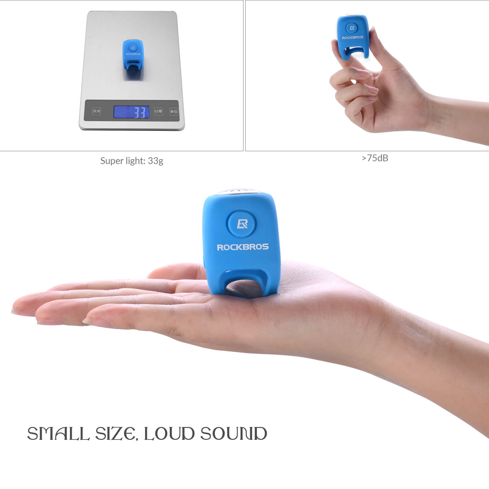 rockbros 90db electronic bike horn for cycling safety.
#color_blue