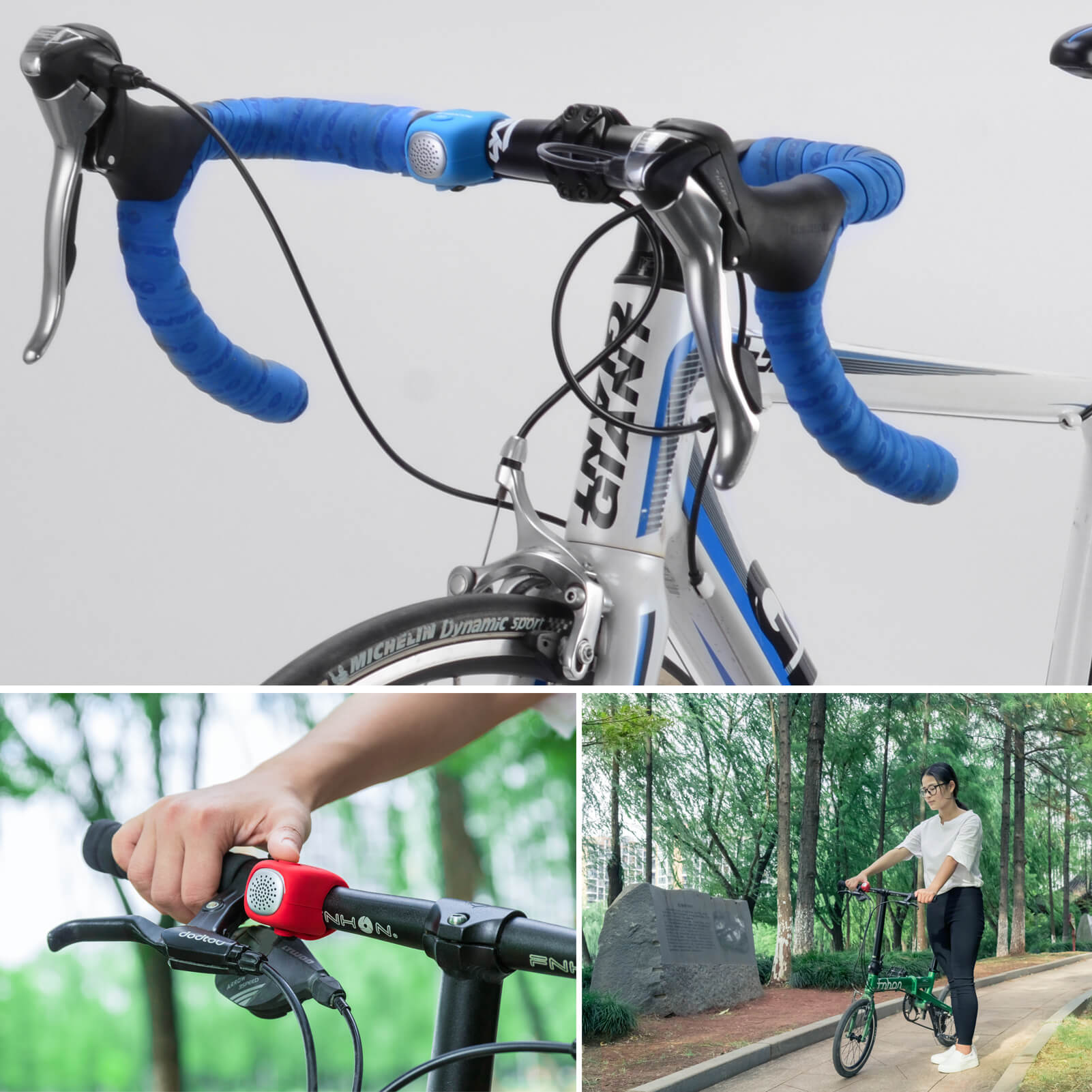 rockbros 90db electronic bike horn for cycling safety.
#color_blue