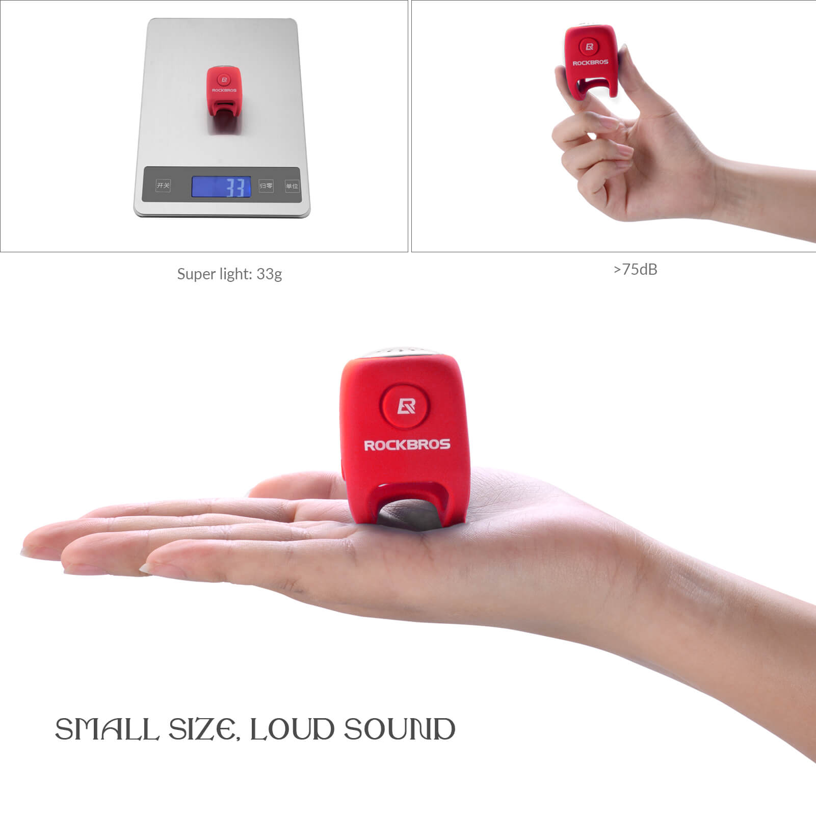 rockbros 90db electronic bike horn for cycling safety.
#color_red