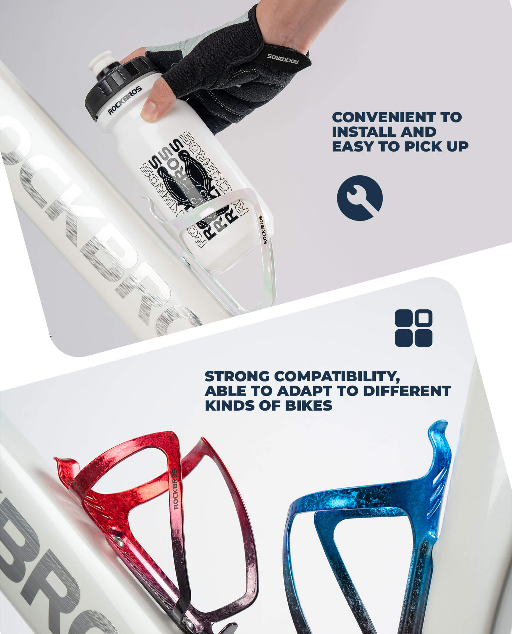 rockbros electroplated aluminium bike bottle cage for cycling
#option_Ice Crack Silver