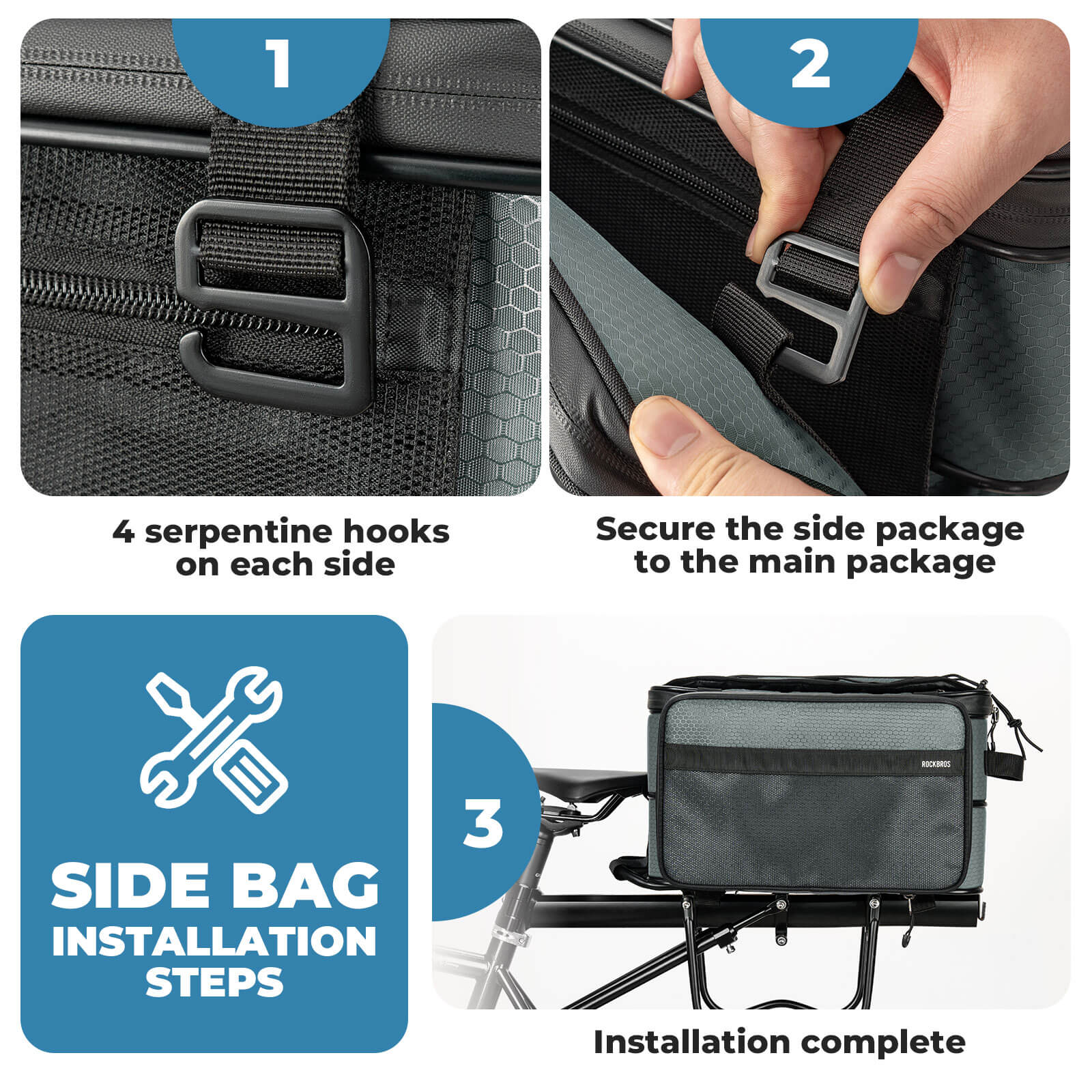 rockbros expandable bike trunk bag for extended storage needs.
#color_sage grey