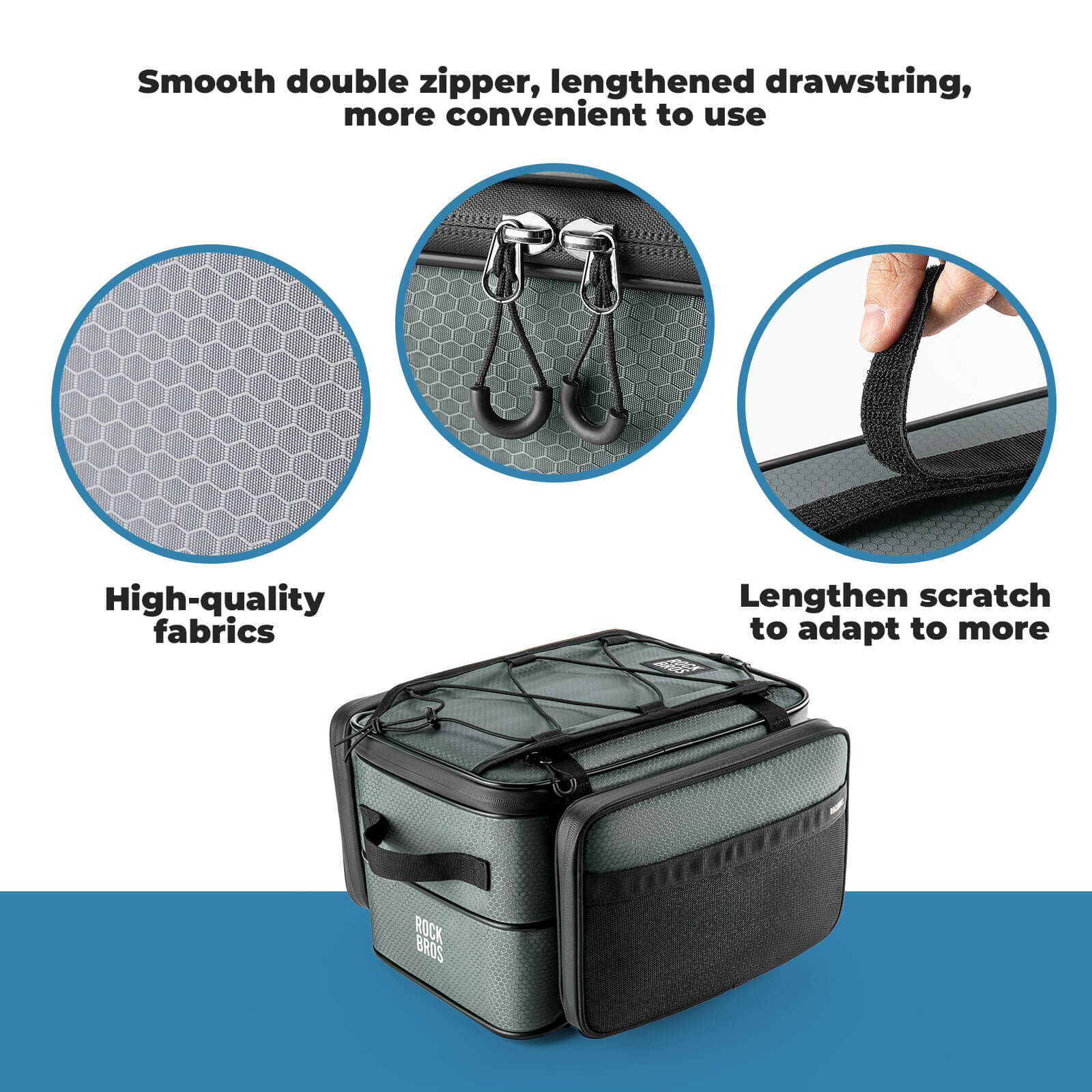 rockbros expandable bike trunk bag for extended storage needs.
#color_sage grey